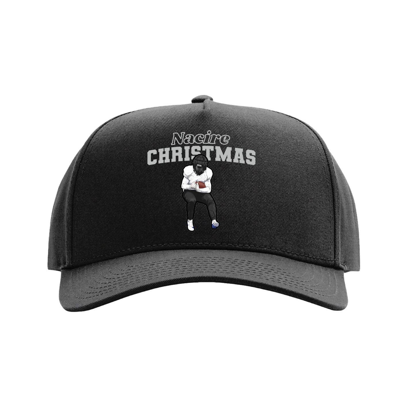 Full Fabric Five-Panel Champ Cap — Name Arch in Black