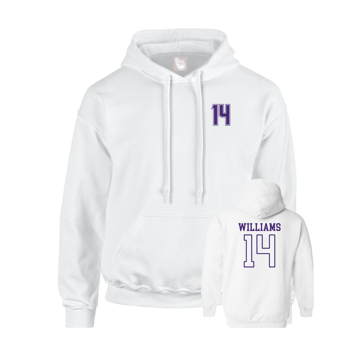 Youth Hoodie — Chest Back in White