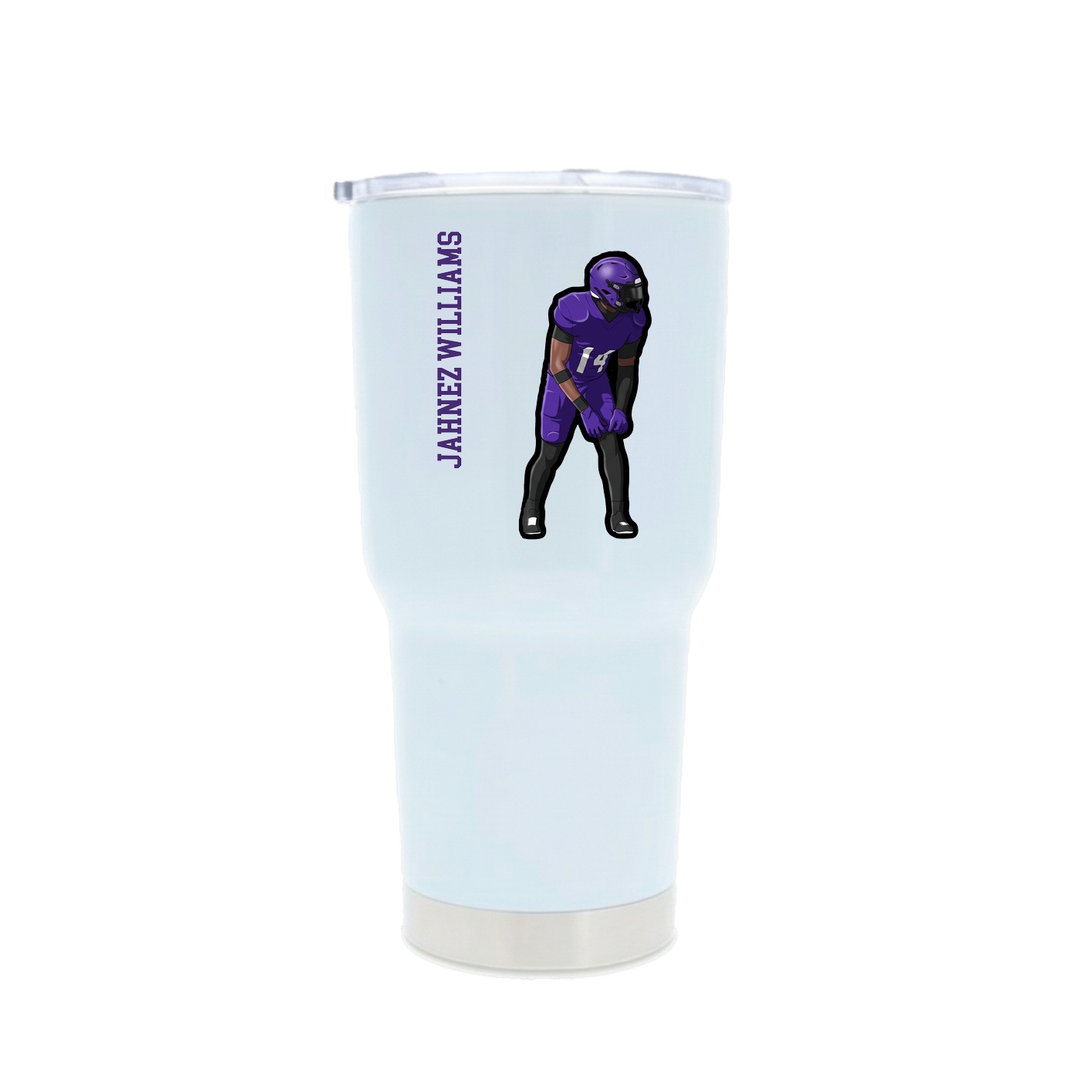 30oz Stainless Steel Tumbler — Name Vertical in White