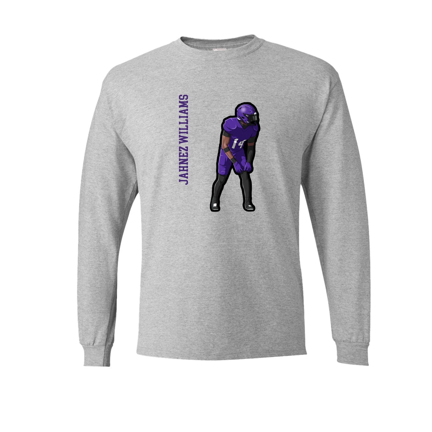 Long Sleeve Tee — Name Vertical in Grey