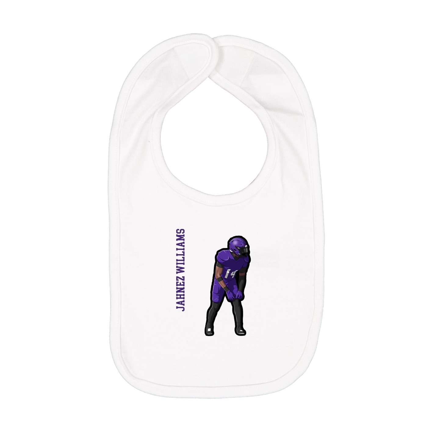 Infant Bib — Name Vertical in White