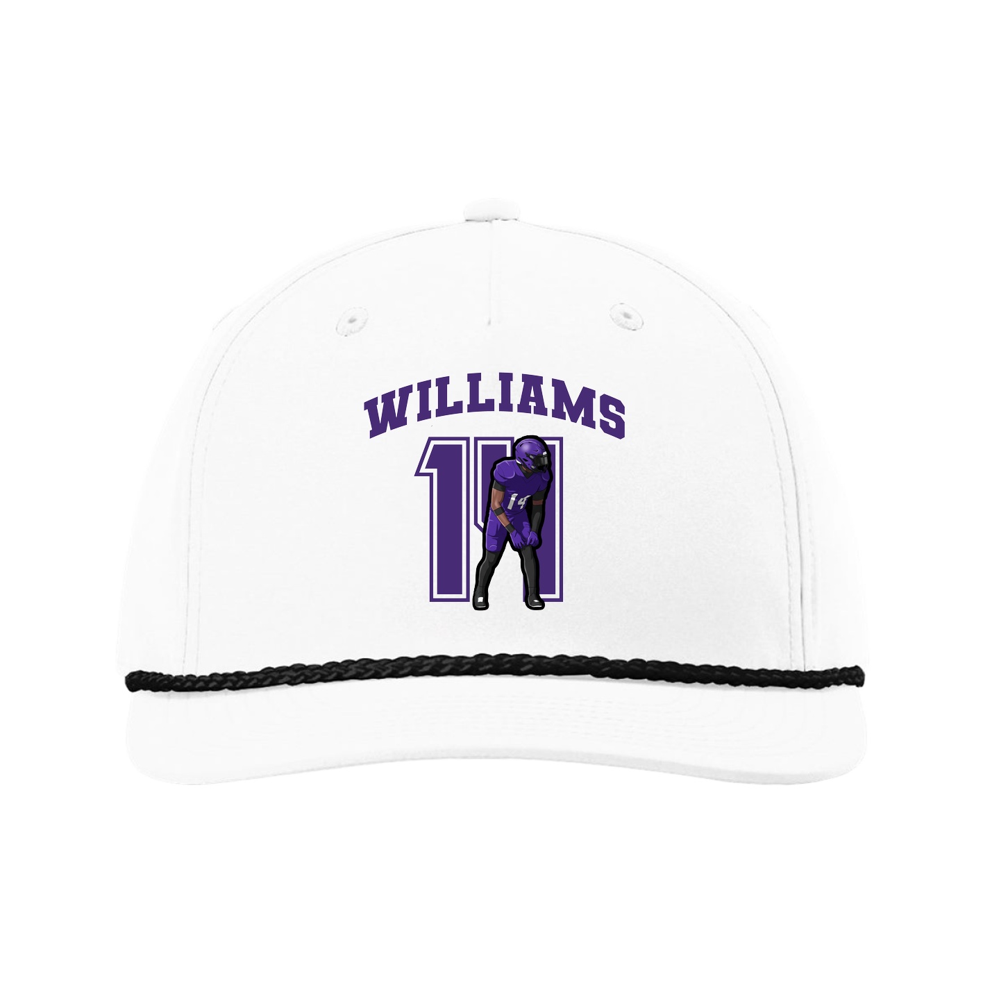 Five-Panel Classic Rope Cap — Number in White