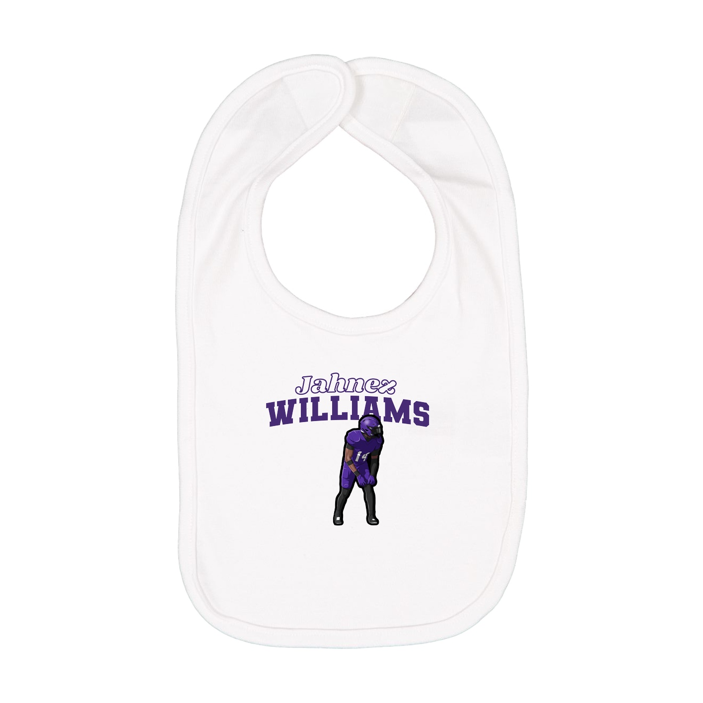 Infant Bib — Name Arch in White