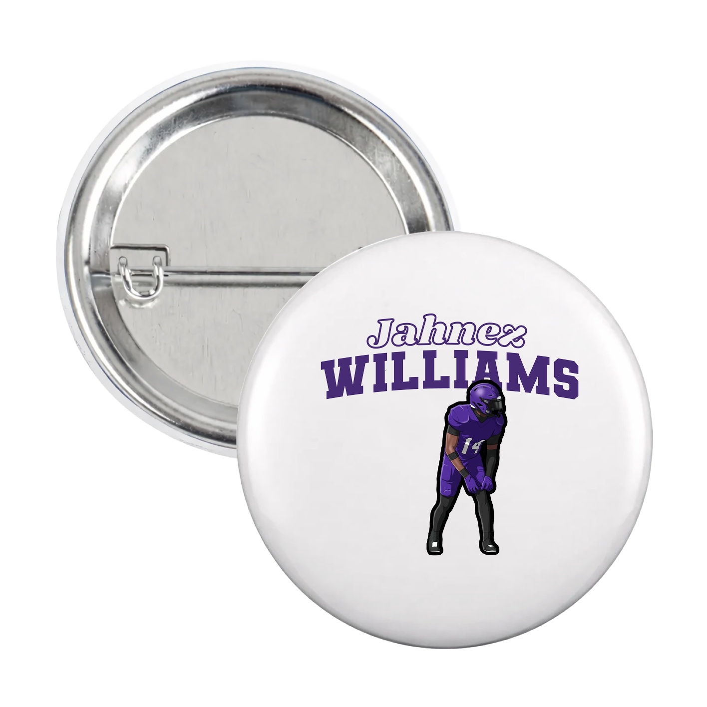 Game Day Button — Name Arch in White