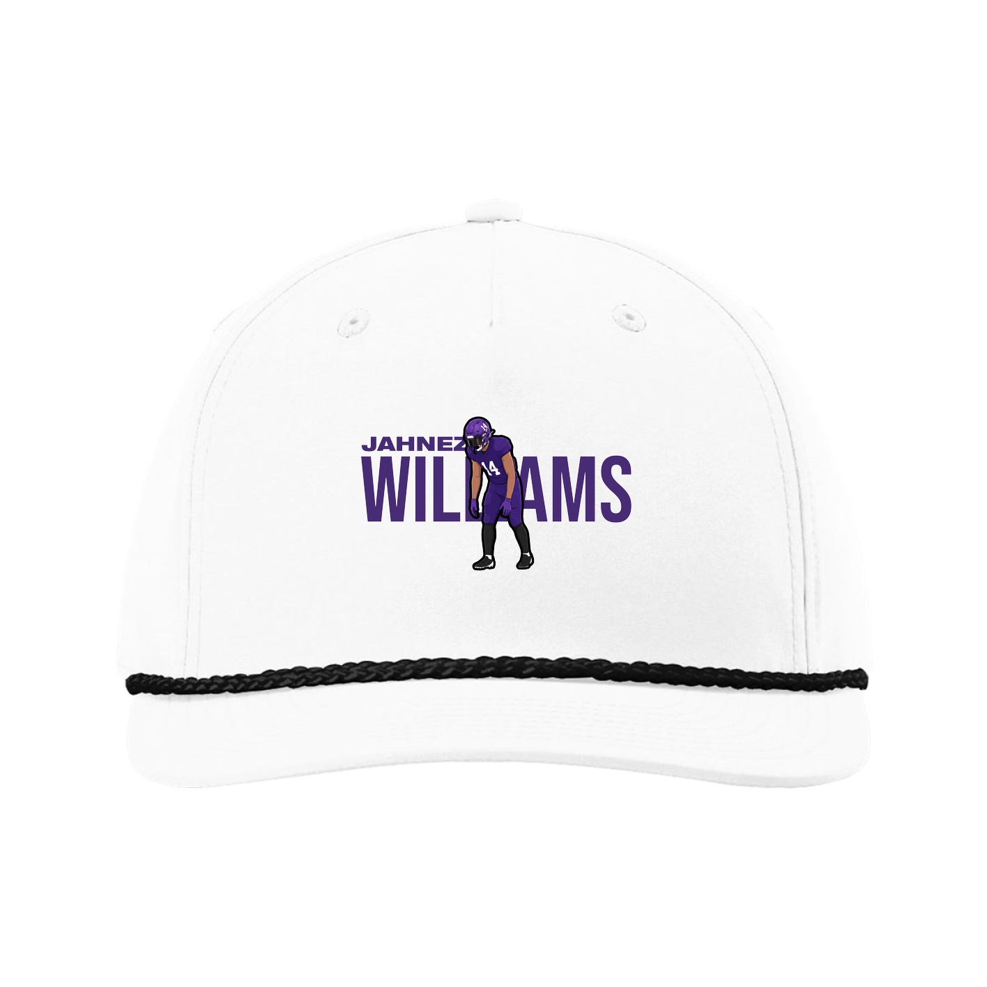 Five-Panel Classic Rope Cap — Player Name in White