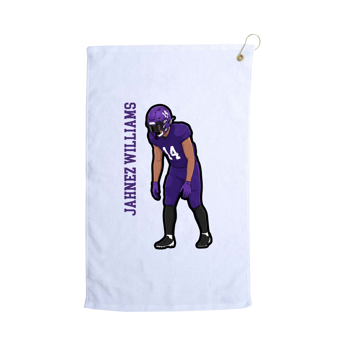 Golf Towel — Name Vertical in White