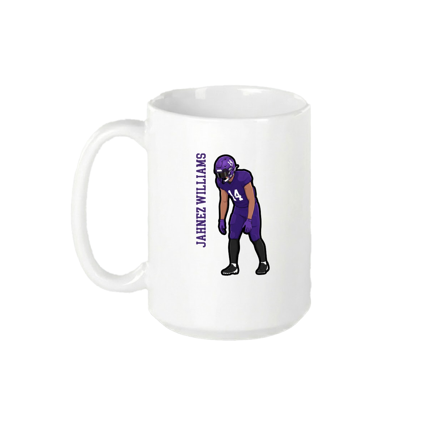 15oz Coffee Mug — Name Vertical in White