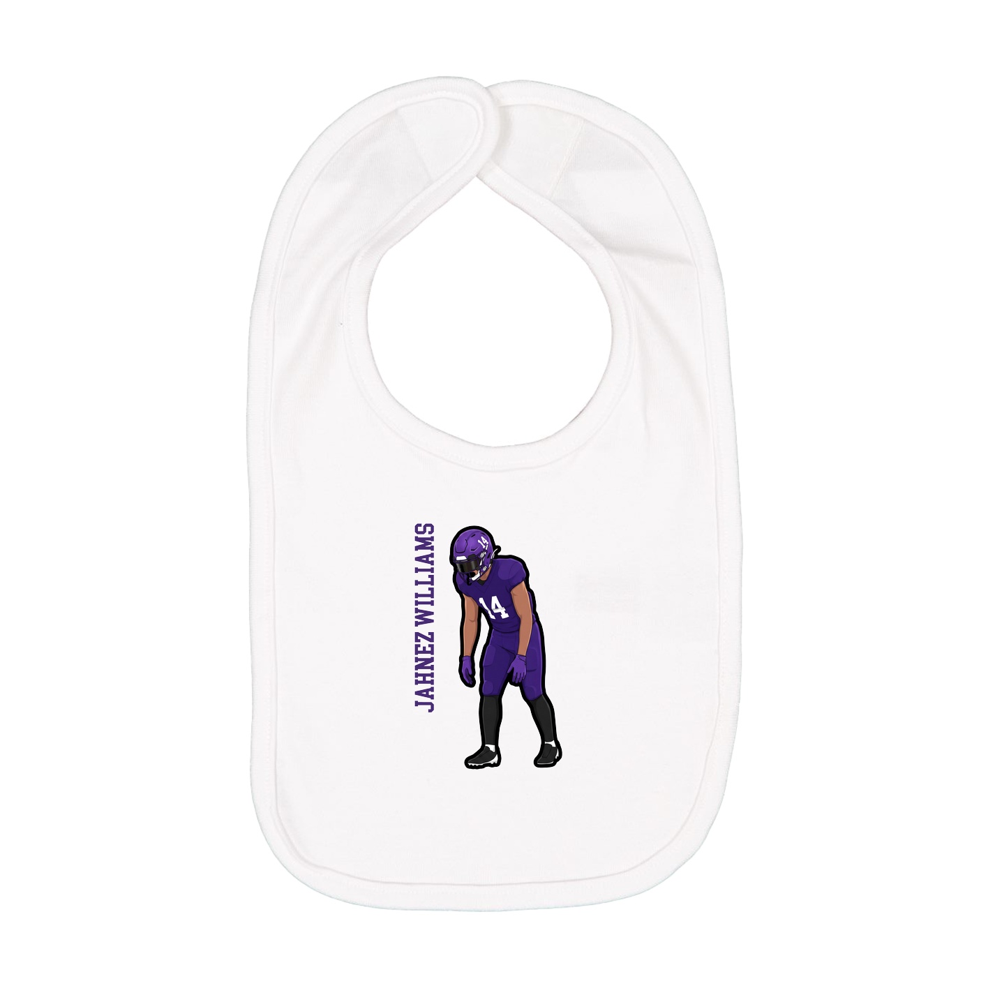 Infant Bib — Name Vertical in White
