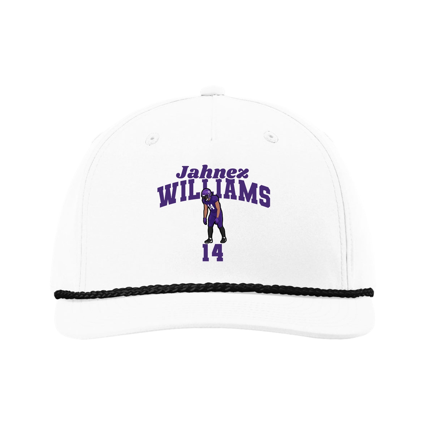 Five-Panel Classic Rope Cap — Signature Arch in White