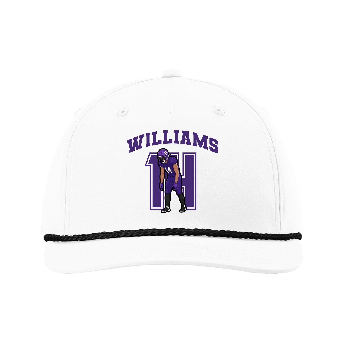 Five-Panel Classic Rope Cap — Number in White