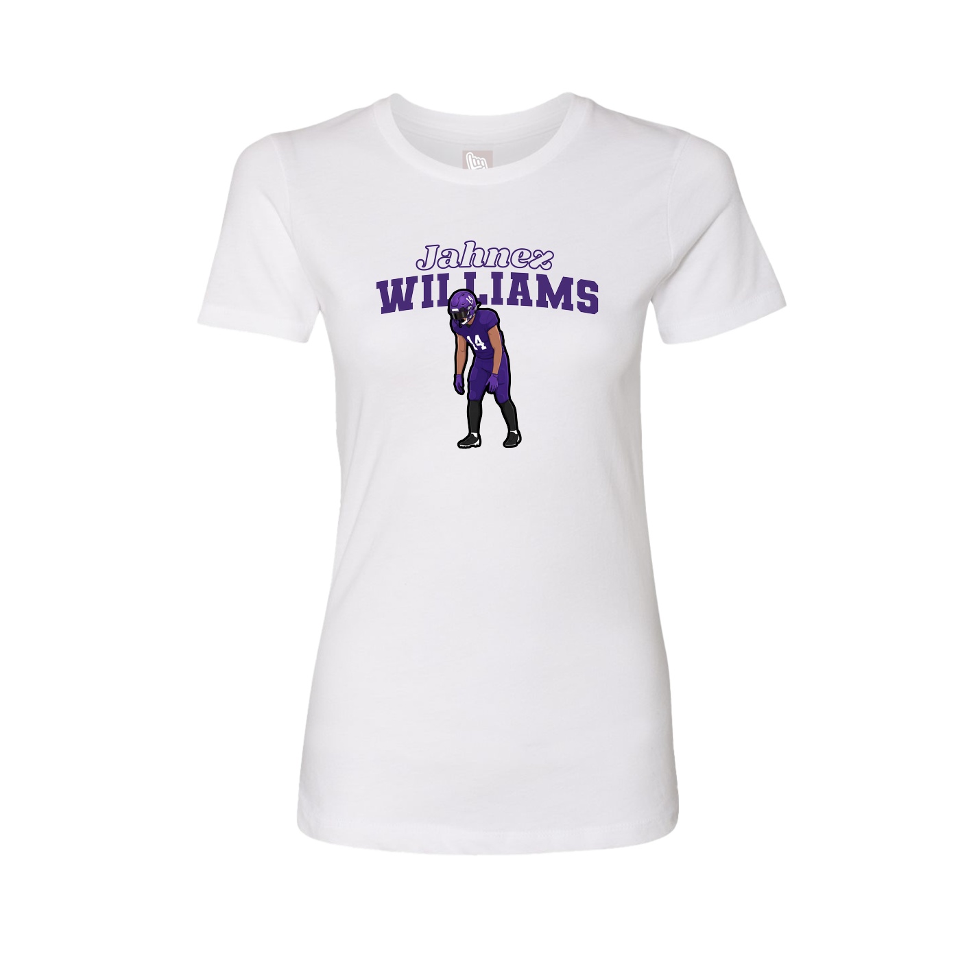 Fitted Women's Tee — Name Arch in White