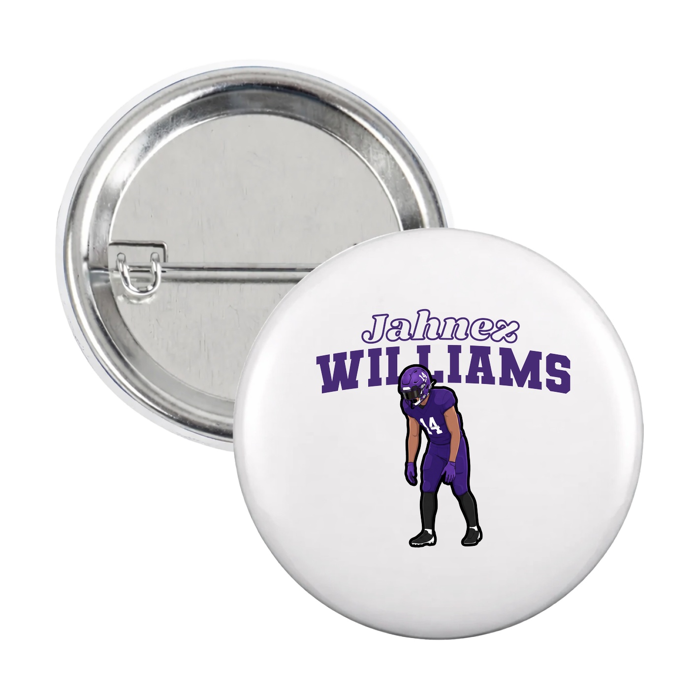 Game Day Button — Name Arch in White
