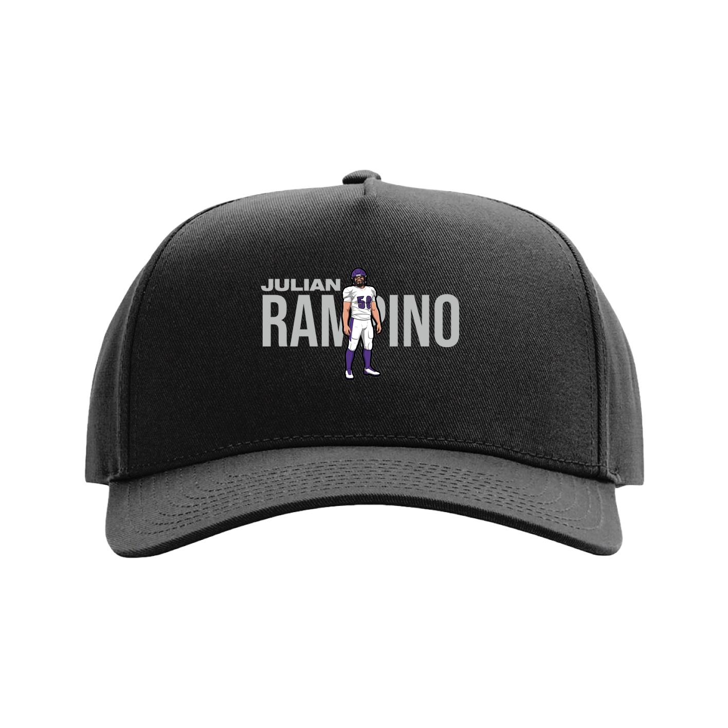 Full Fabric Five-Panel Champ Cap — Player Name in Black