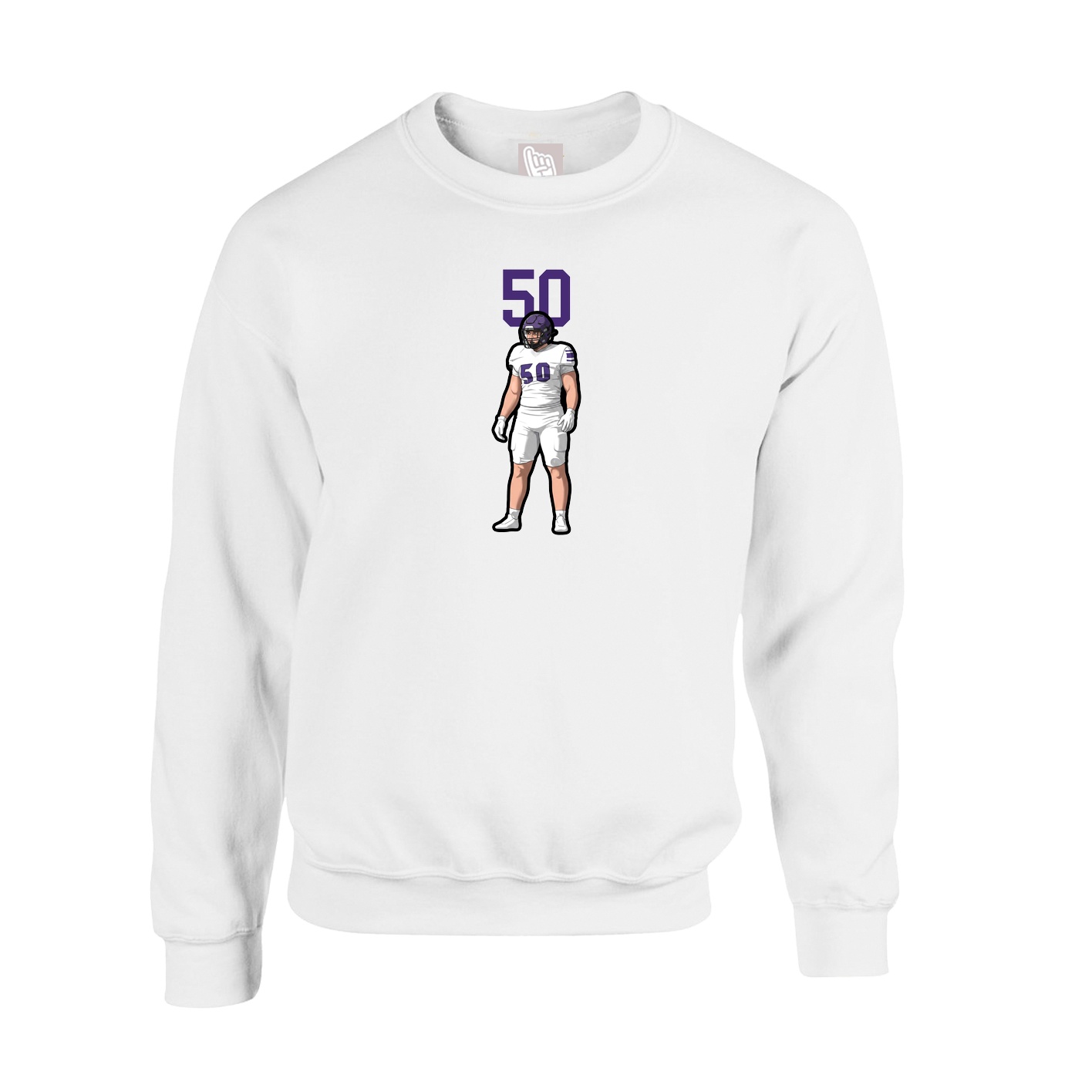 Fleece Crew — Number Top in White