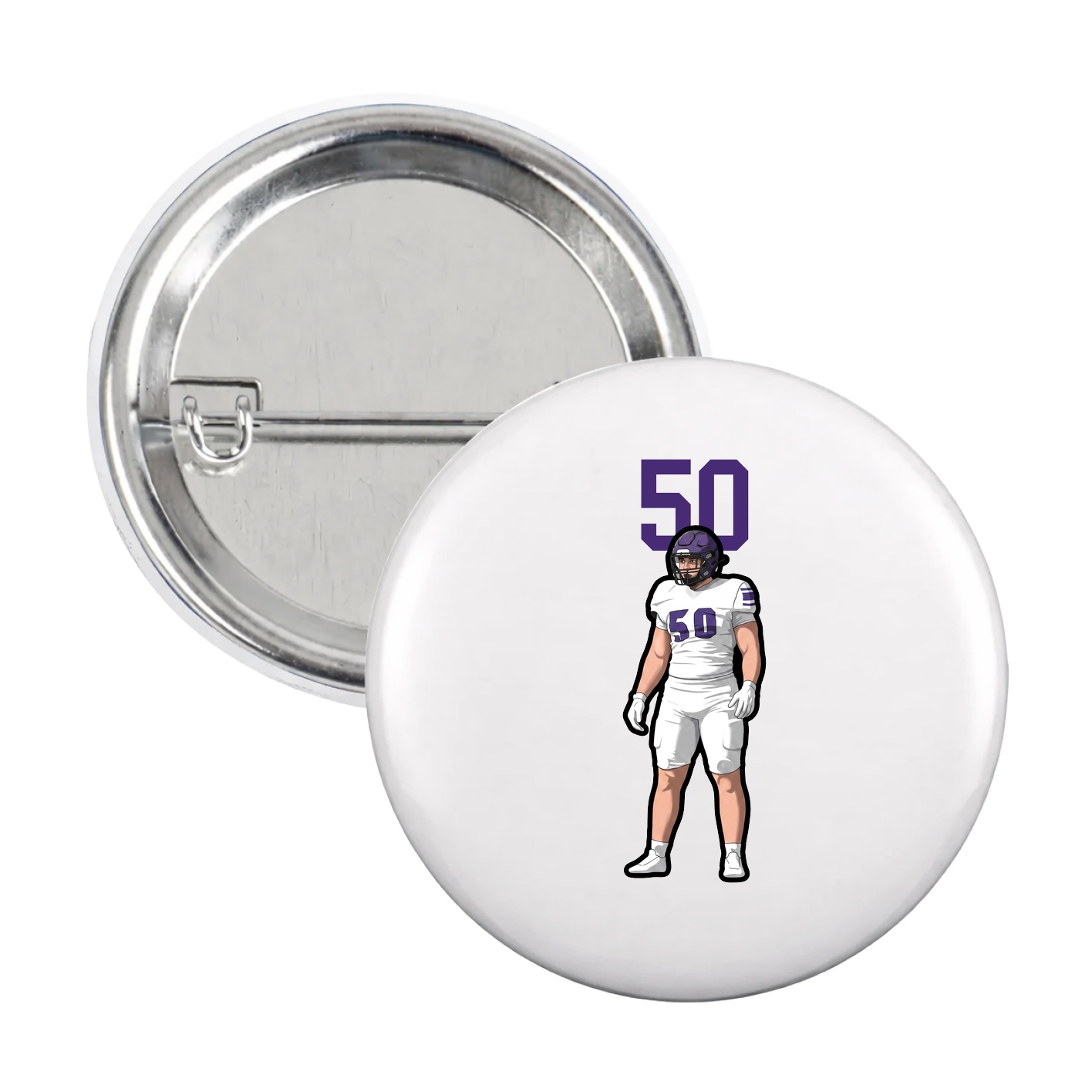 Game Day Button — Number Top in White