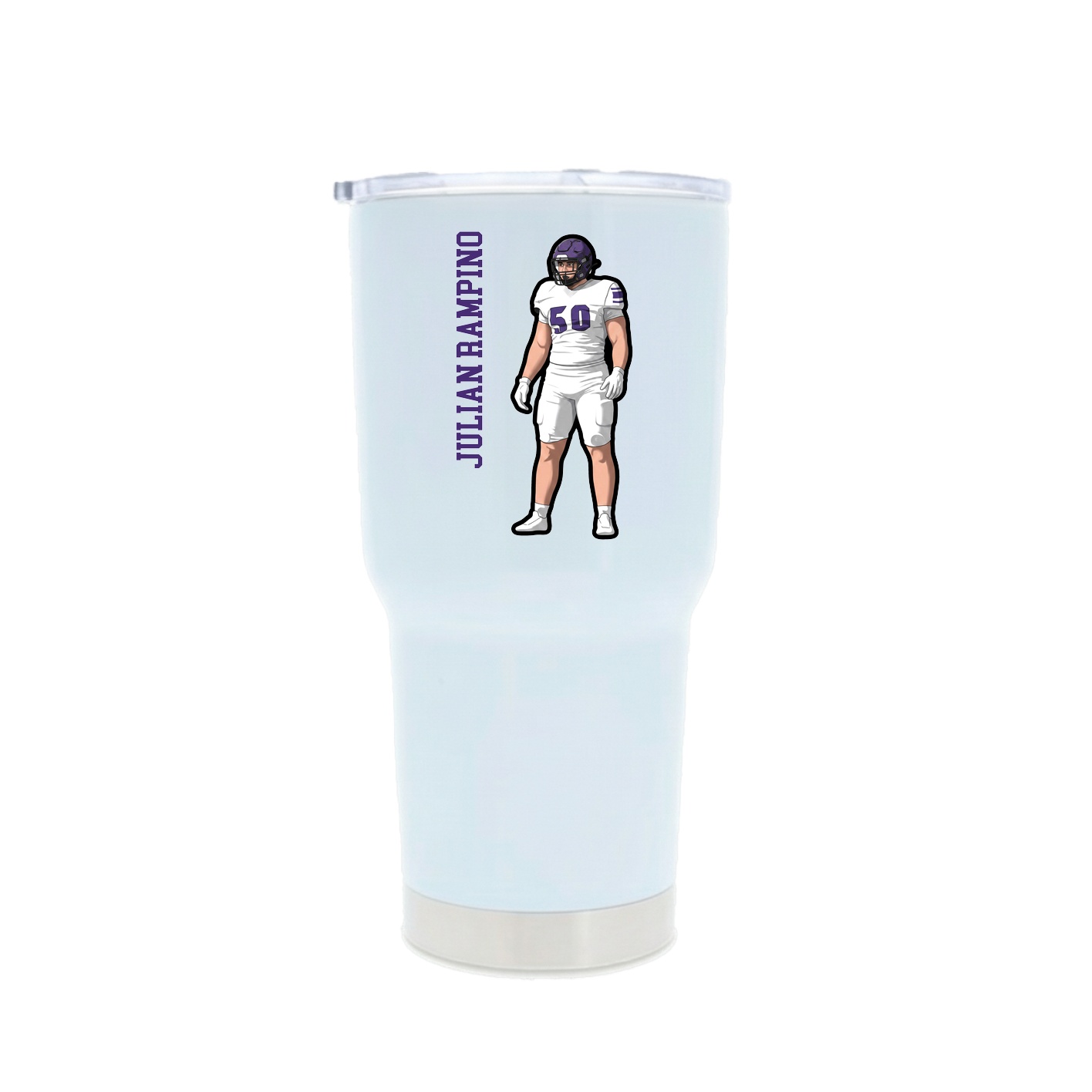 30oz Stainless Steel Tumbler — Name Vertical in White