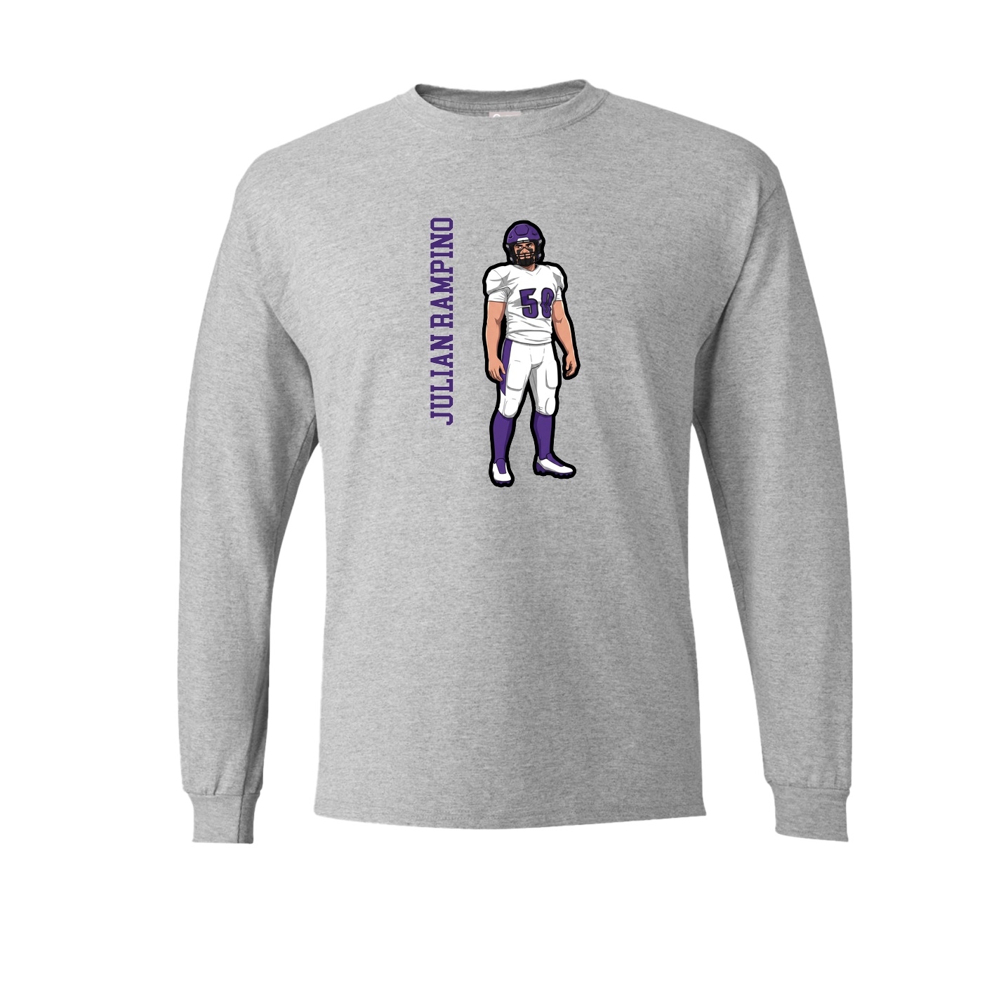 Long Sleeve Tee — Name Vertical in Grey