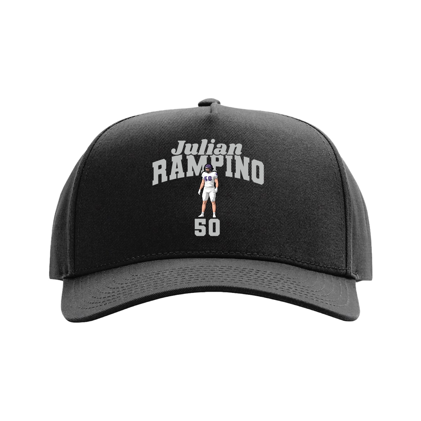 Full Fabric Five-Panel Champ Cap — Signature Arch in Black