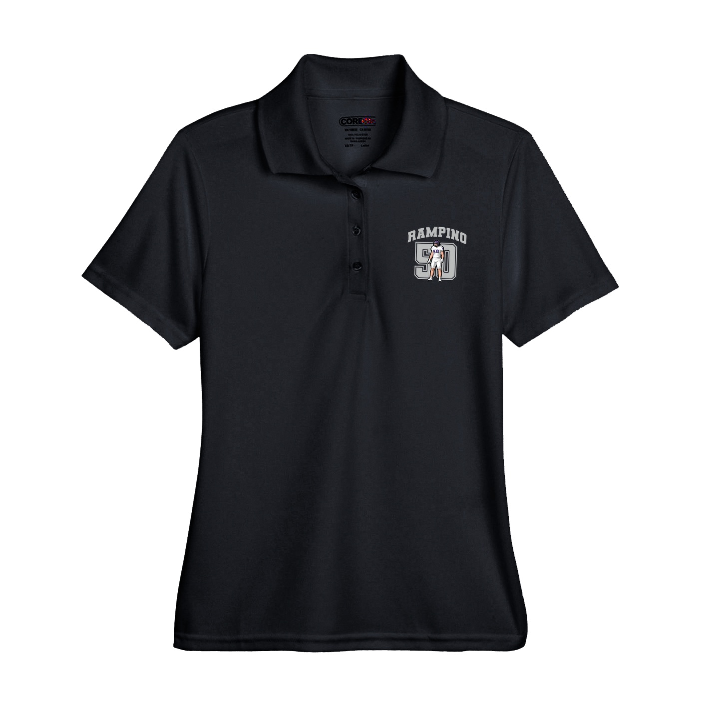 Womens Performance Polo — Number in Black