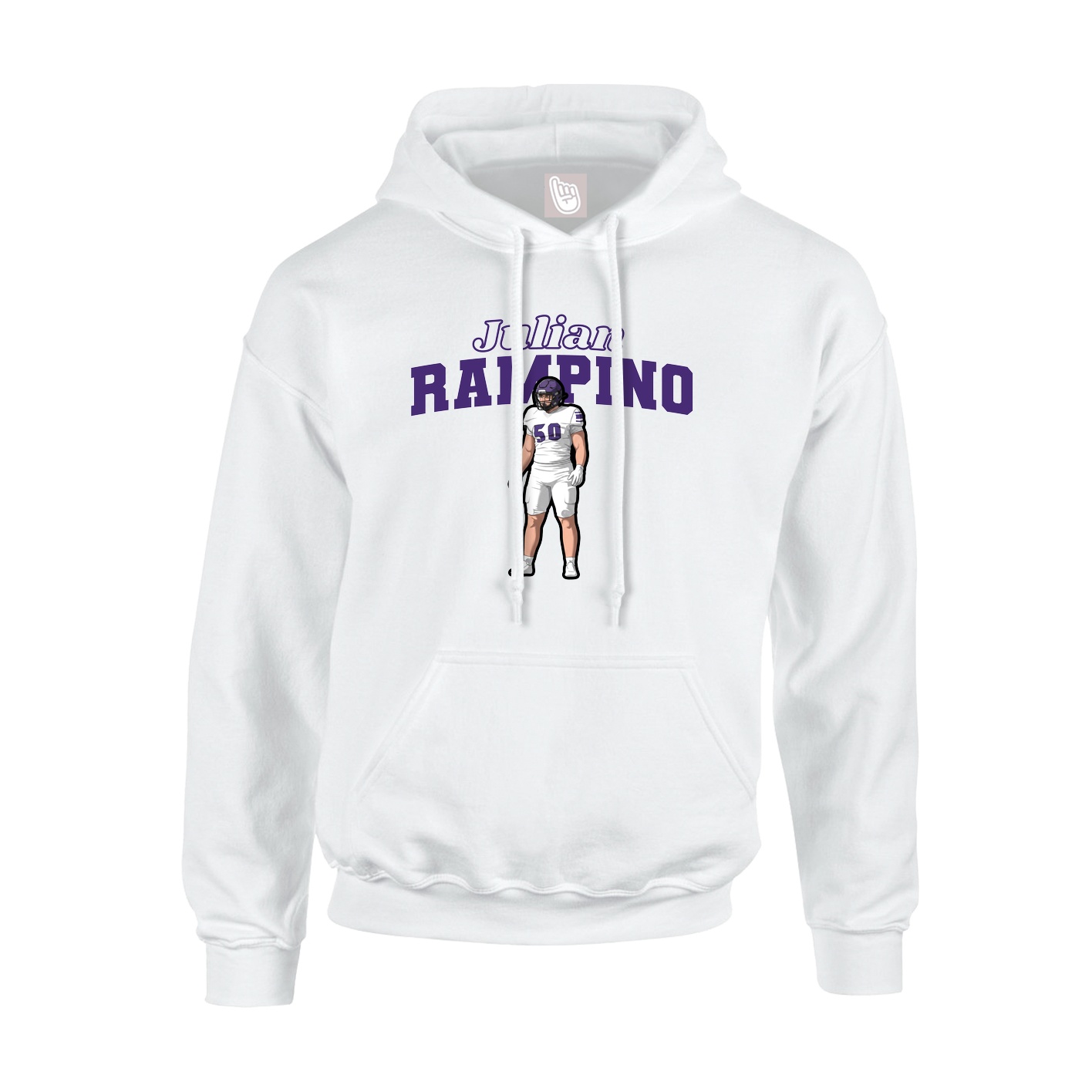 Youth Hoodie — Name Arch in White