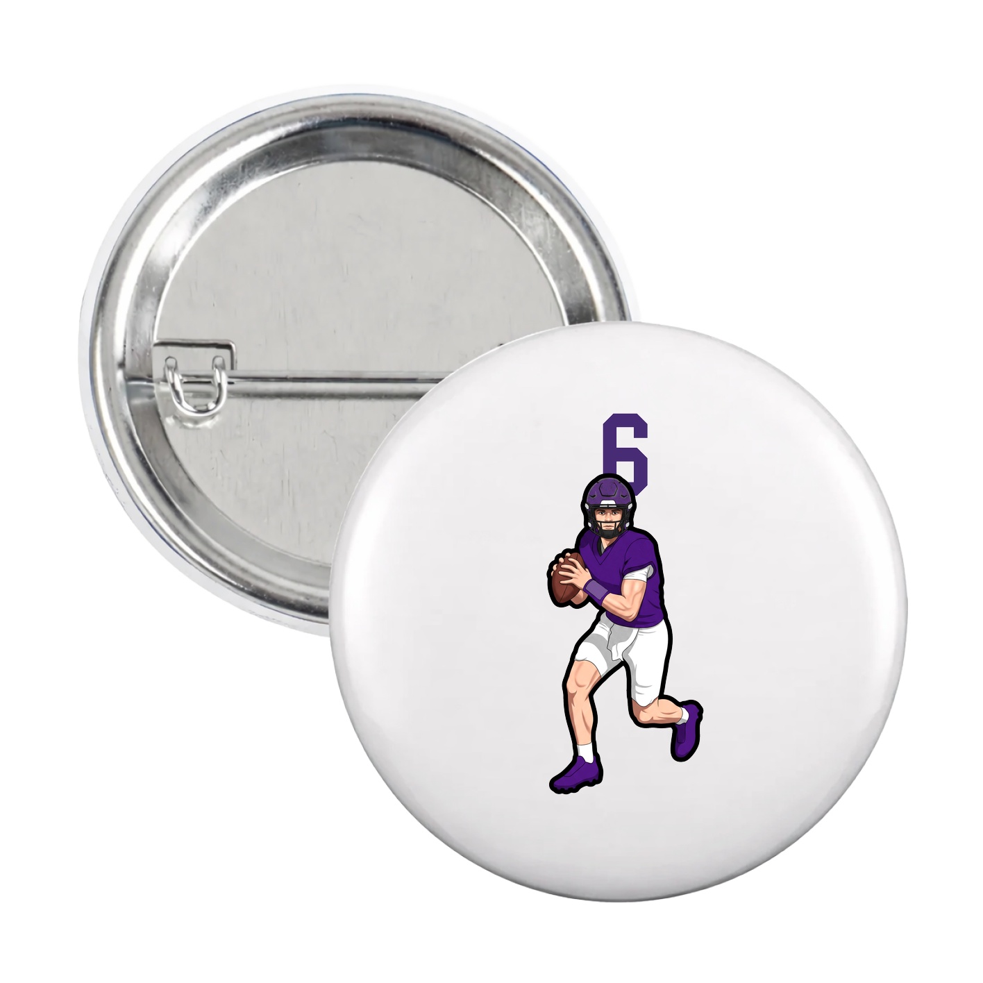 Game Day Button — Number Top in White