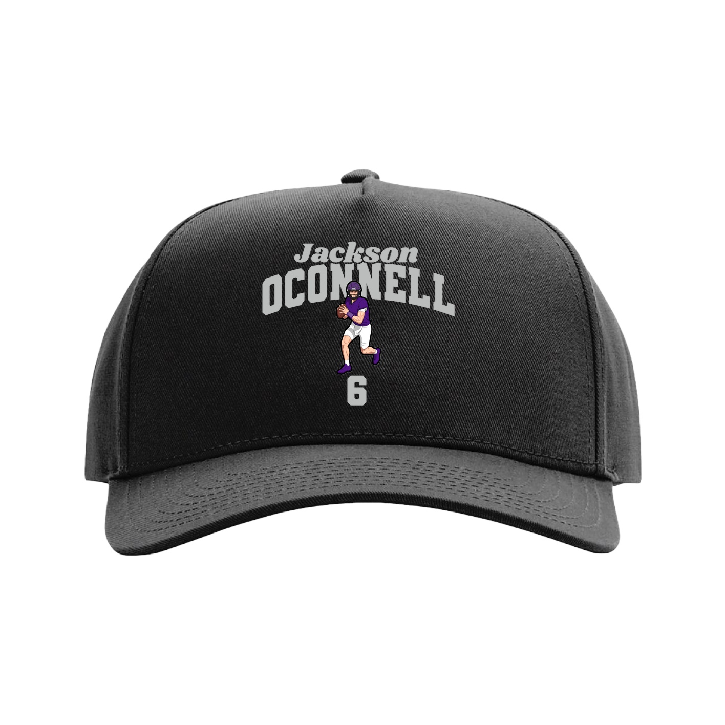 Full Fabric Five-Panel Champ Cap — Signature Arch in Black