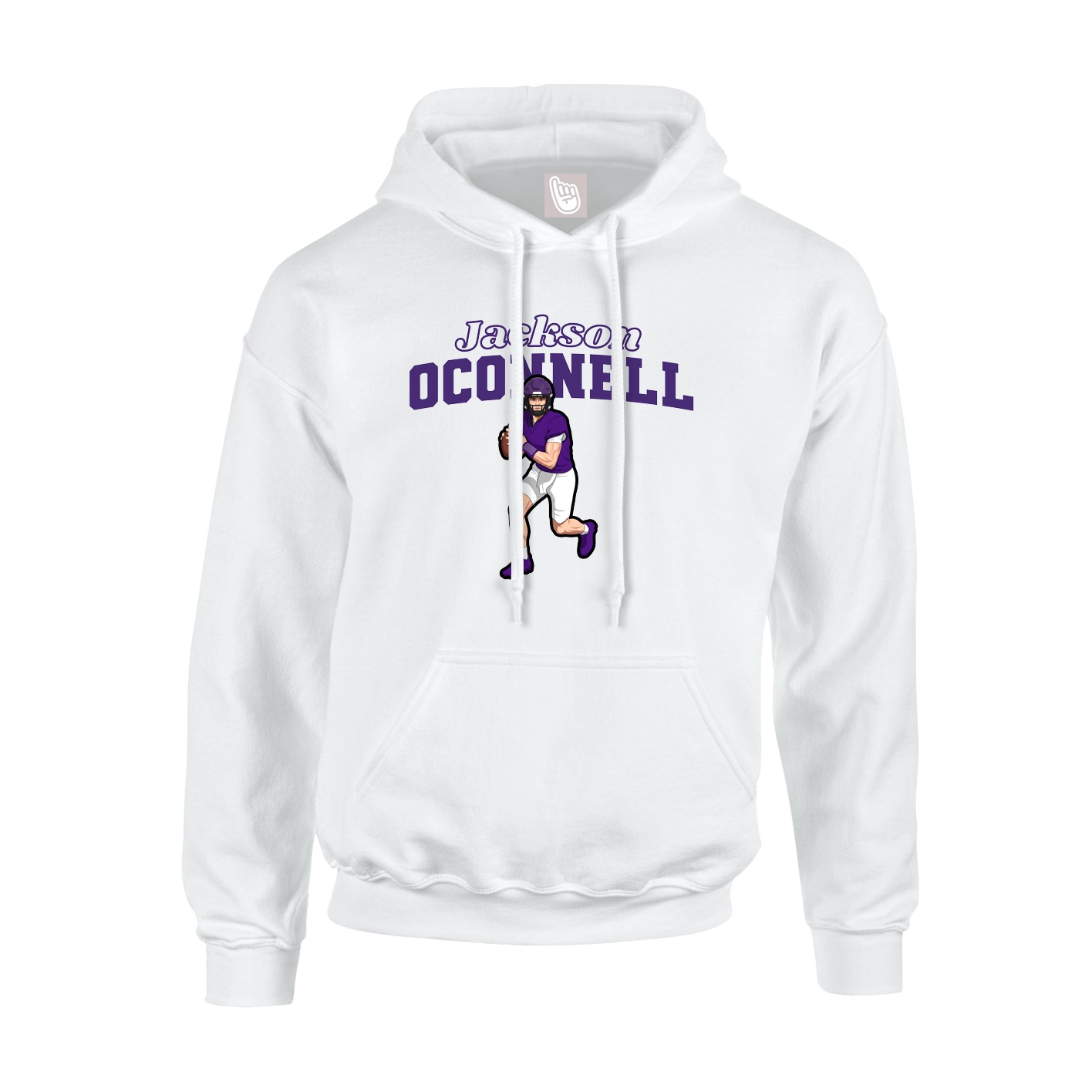 Youth Hoodie — Name Arch in White