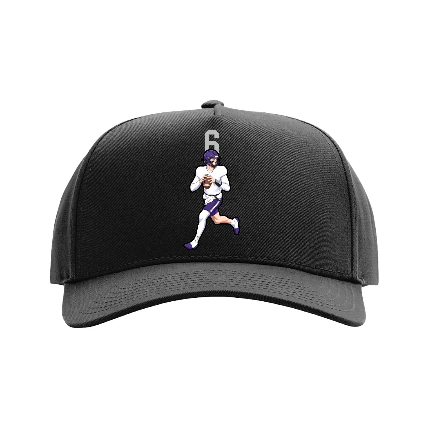Full Fabric Five-Panel Champ Cap — Number Top in Black