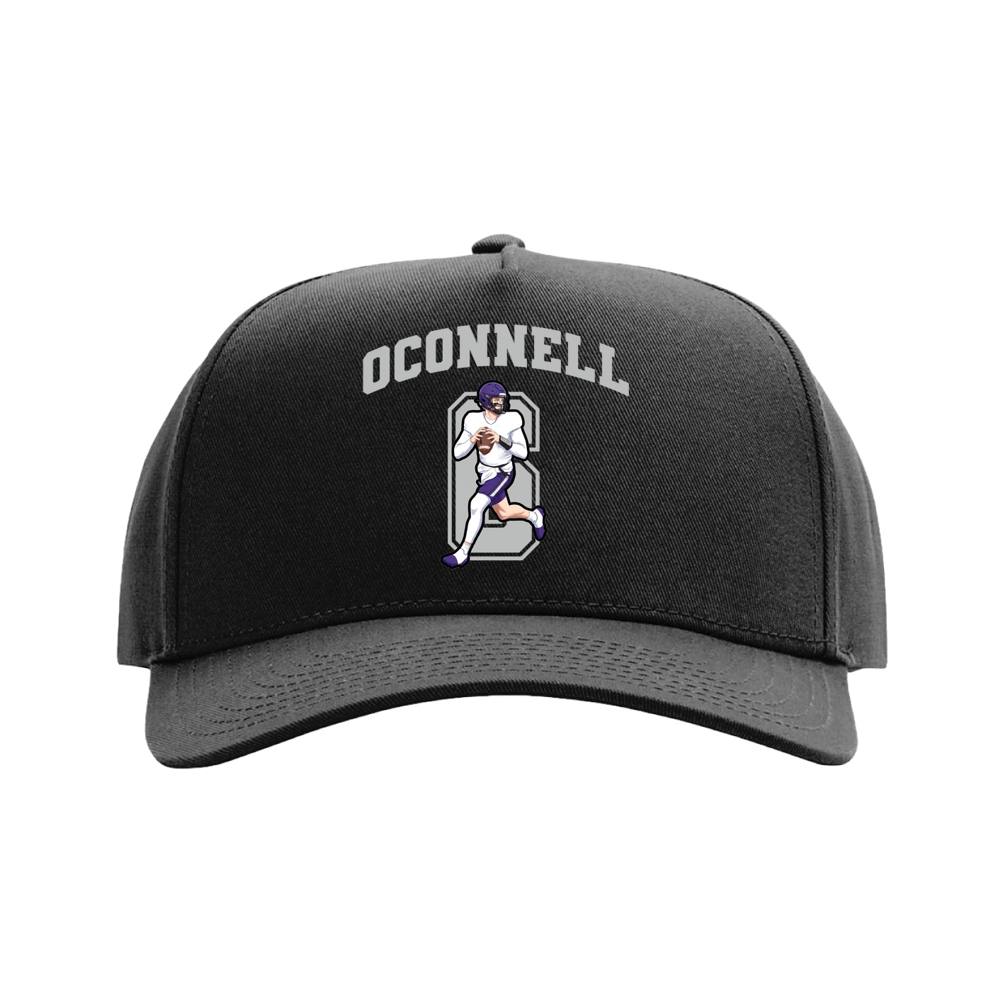 Full Fabric Five-Panel Champ Cap — Number in Black