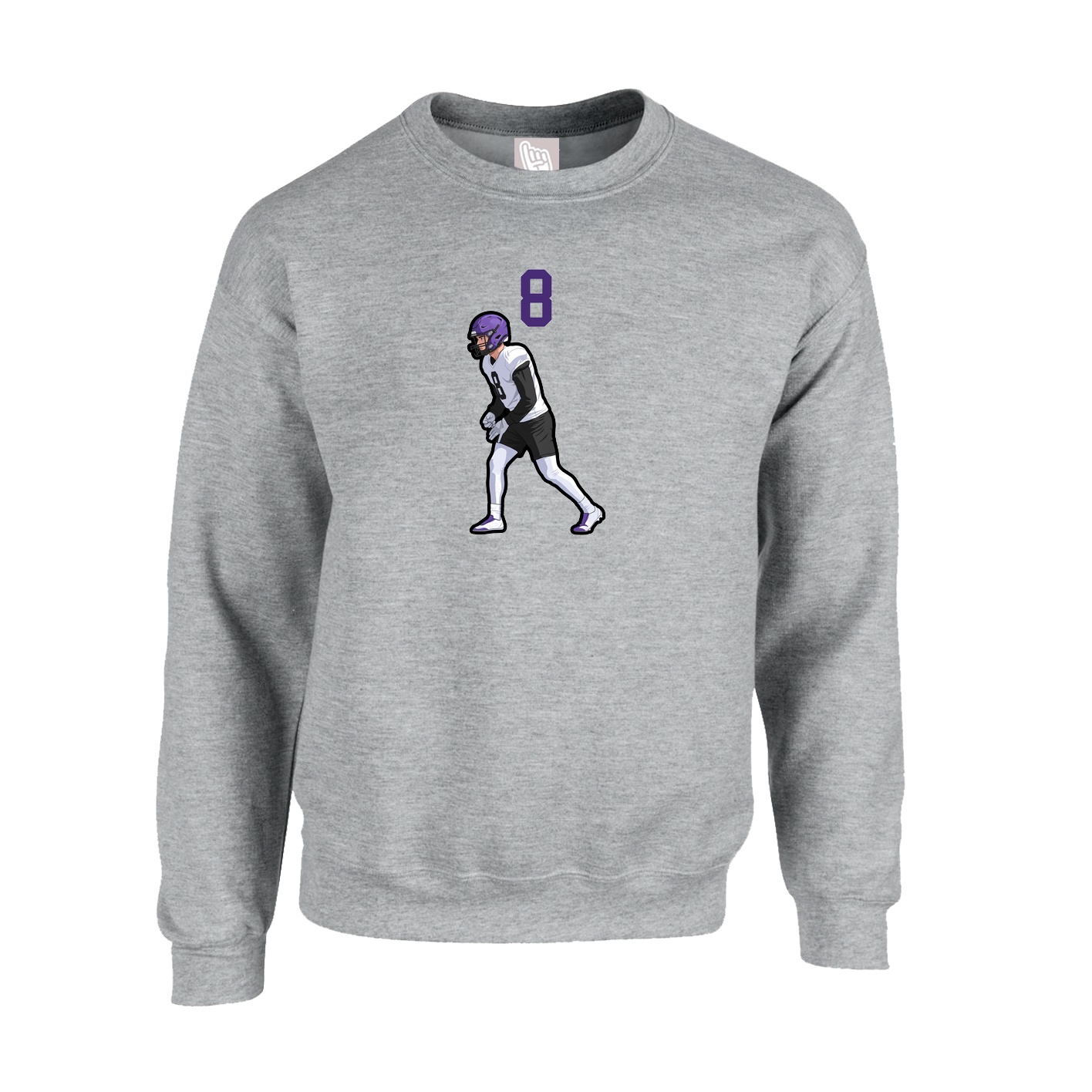 Fleece Crew — Number Top in Grey
