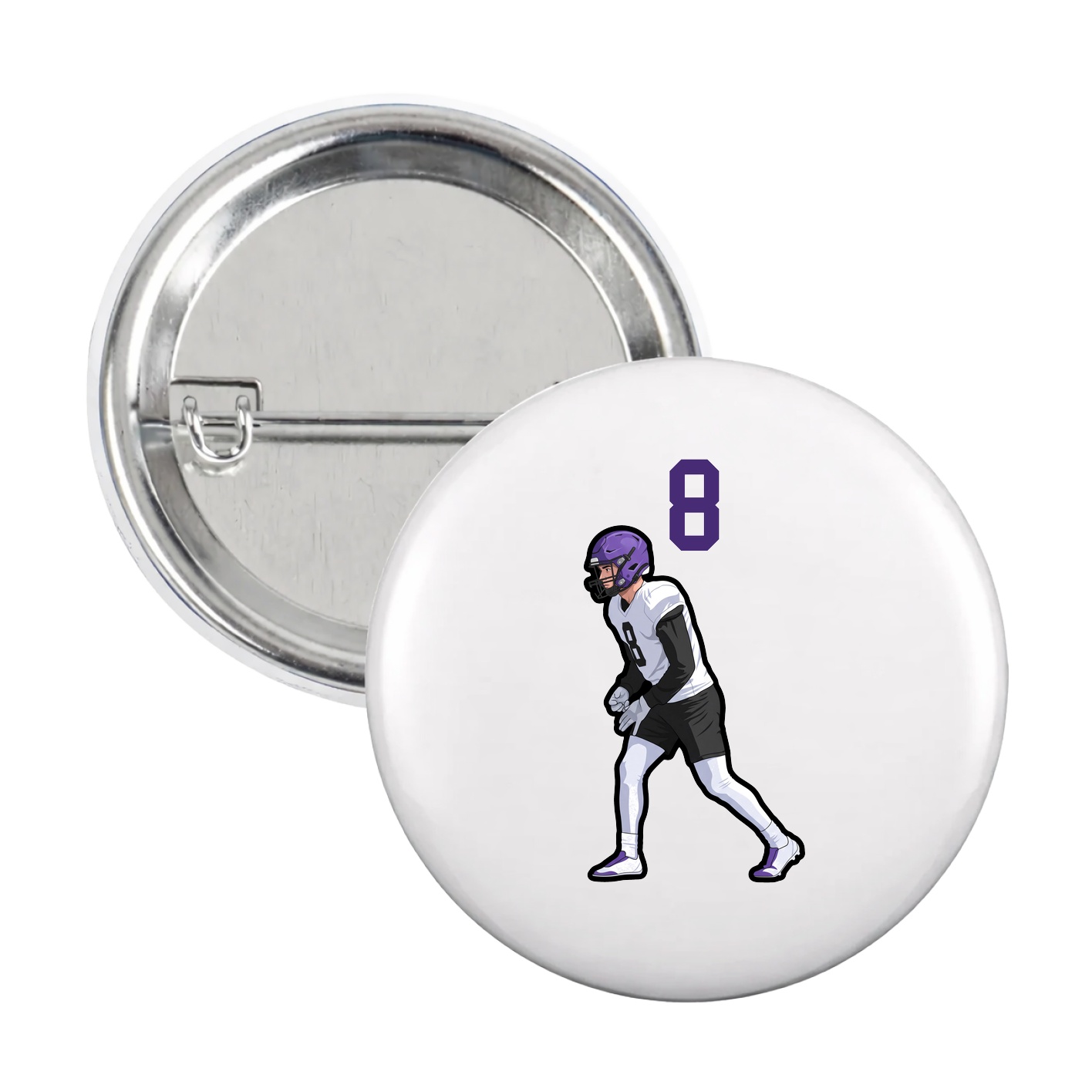 Game Day Button — Number Top in White