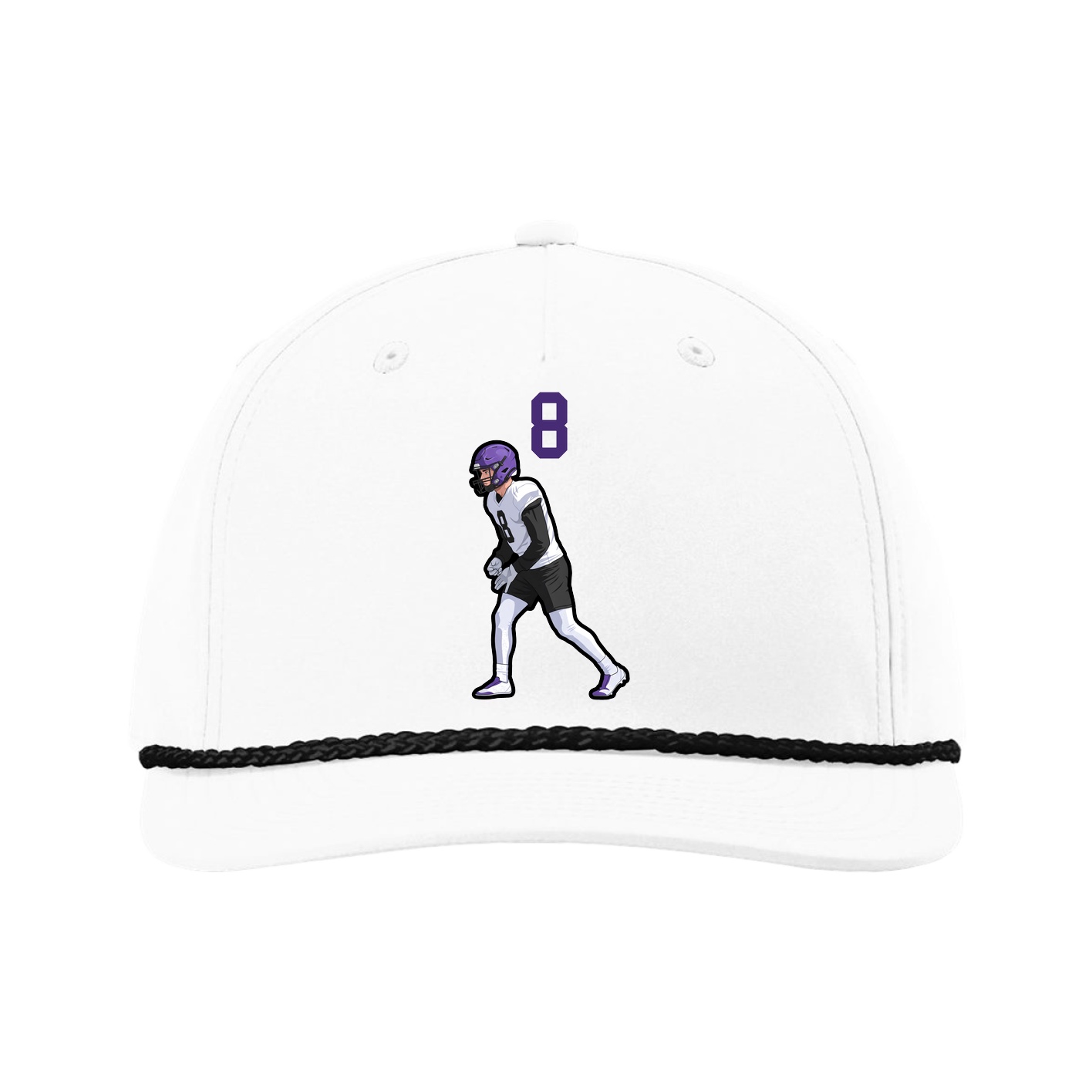 Five-Panel Classic Rope Cap — Number Top in White