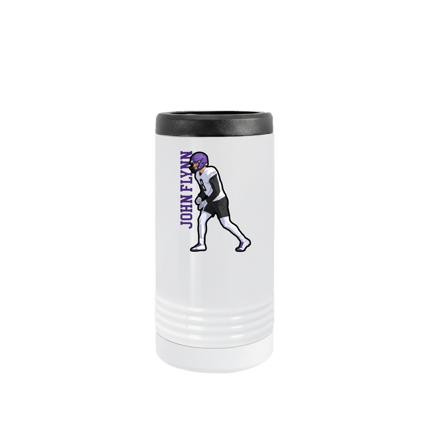 Slim Beverage Holder — Name Vertical in White