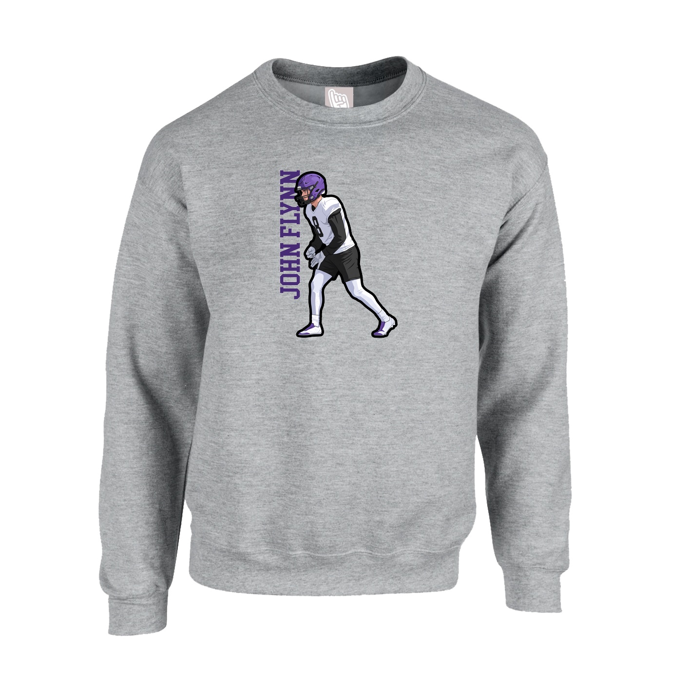 Fleece Crew — Name Vertical in Grey