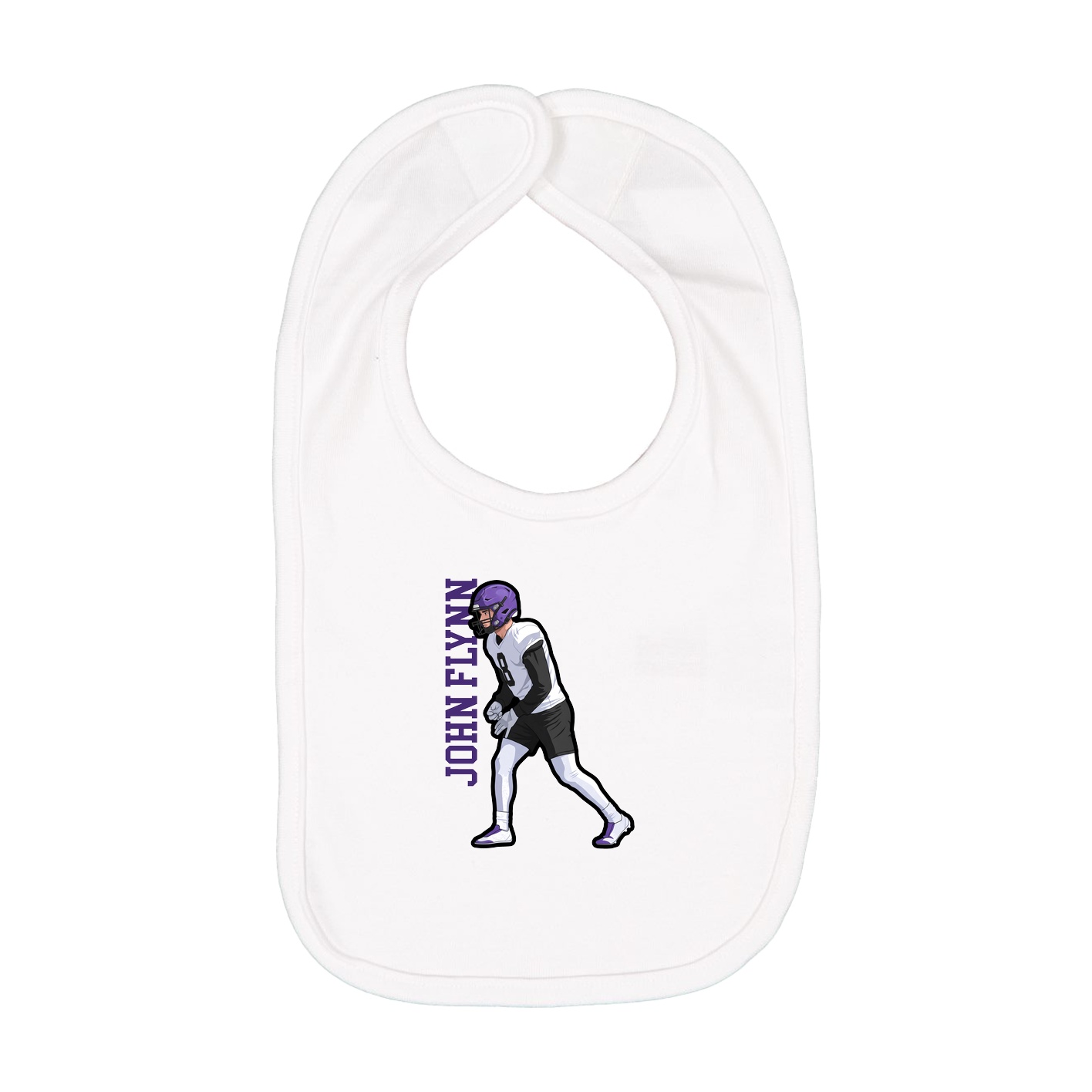 Infant Bib — Name Vertical in White