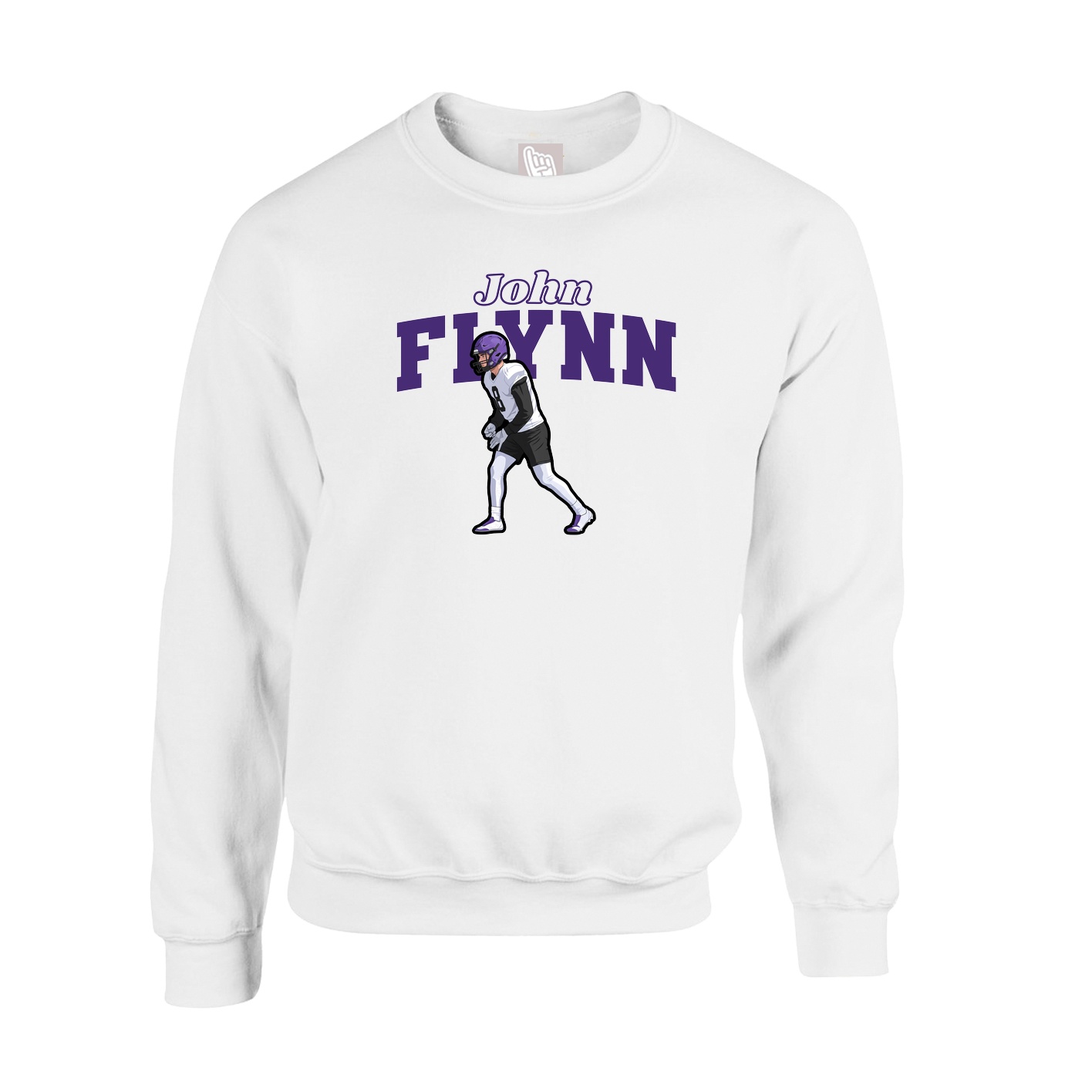 Fleece Crew — Name Arch in White