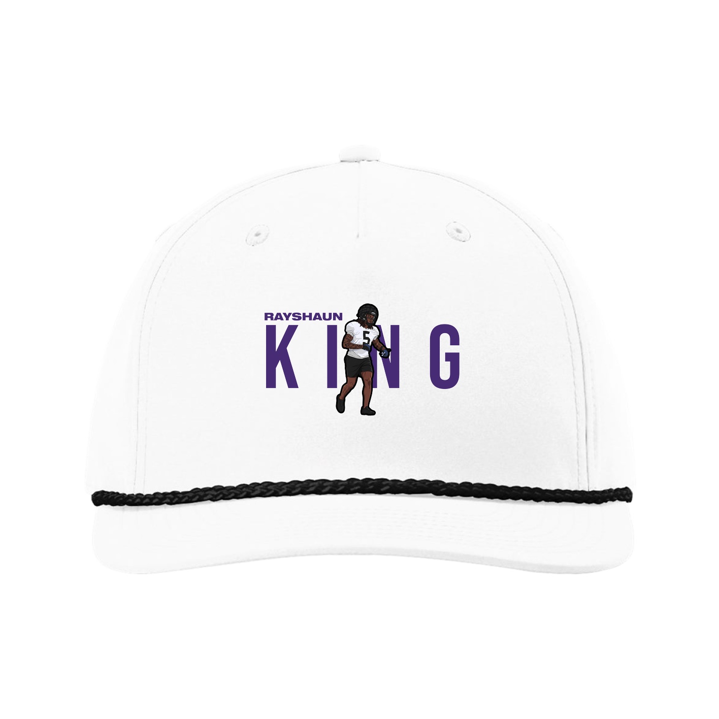 Five-Panel Classic Rope Cap — Player Name in White