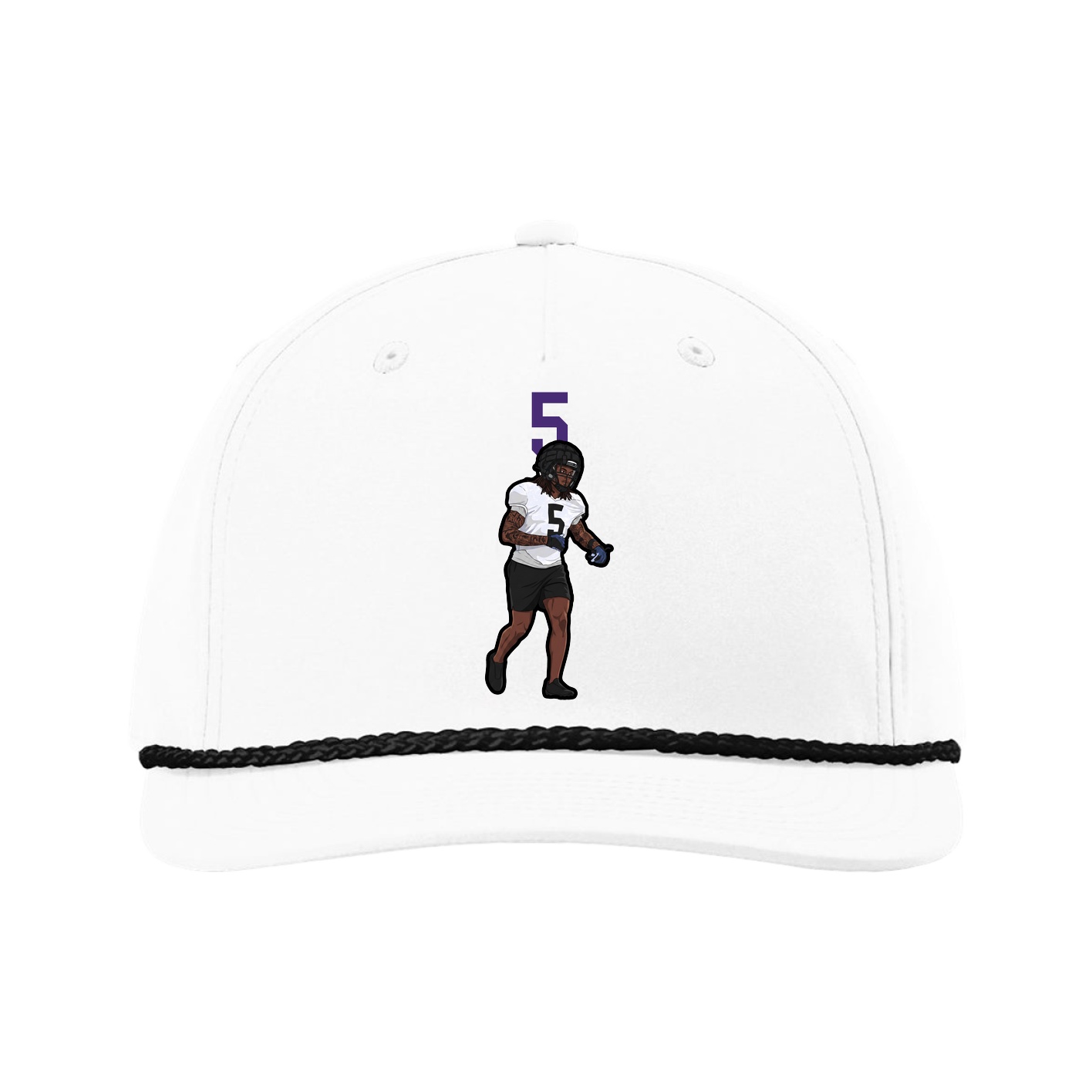 Five-Panel Classic Rope Cap — Number Top in White