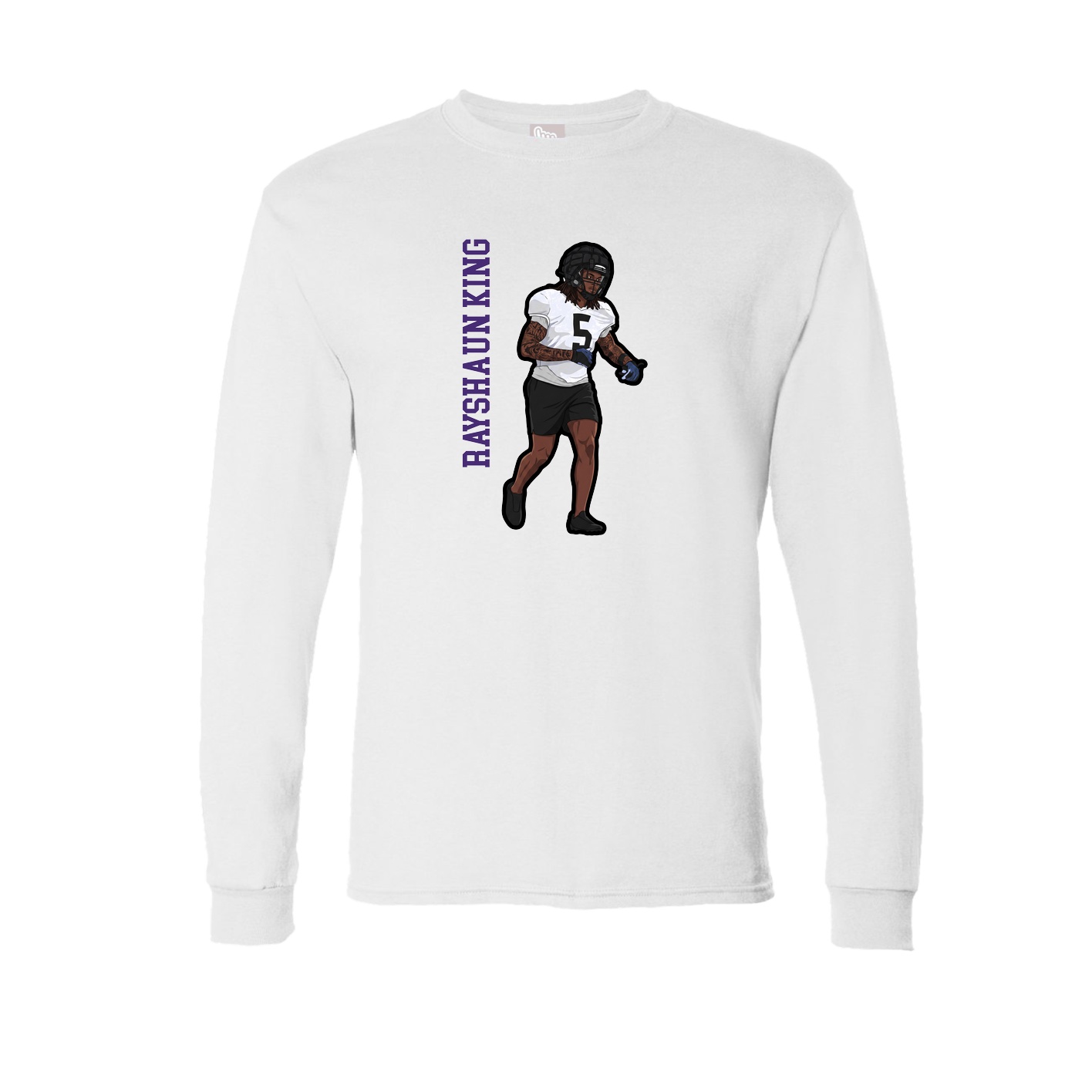 Long Sleeve Tee — Name Vertical in White