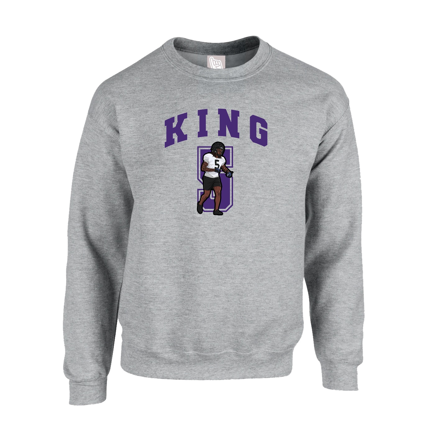 Fleece Crew — Number in Grey
