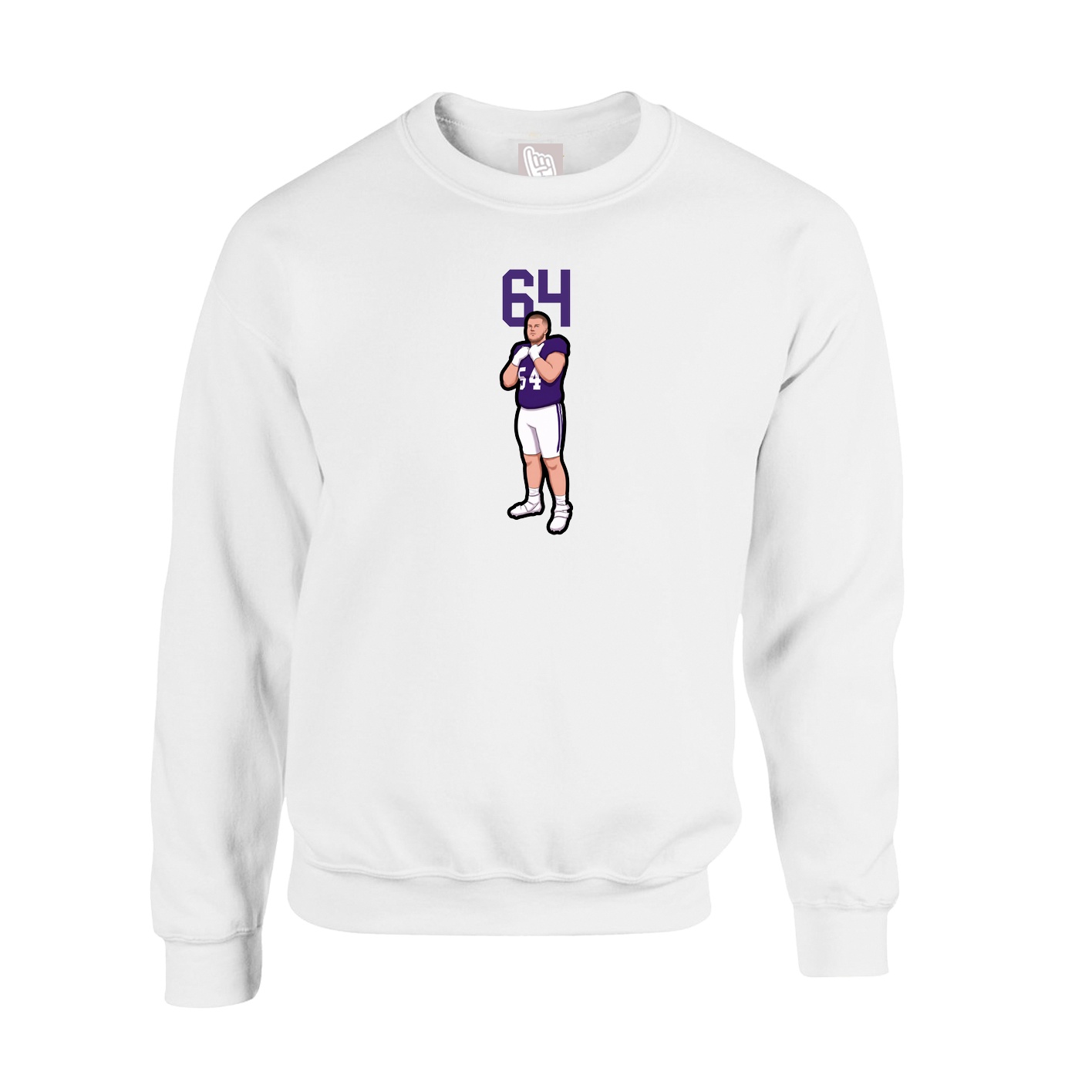 Fleece Crew — Number Top in White