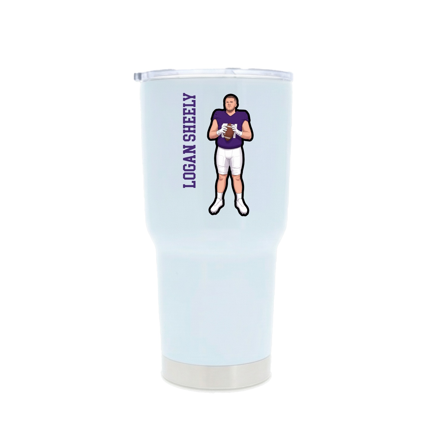30oz Stainless Steel Tumbler — Name Vertical in White