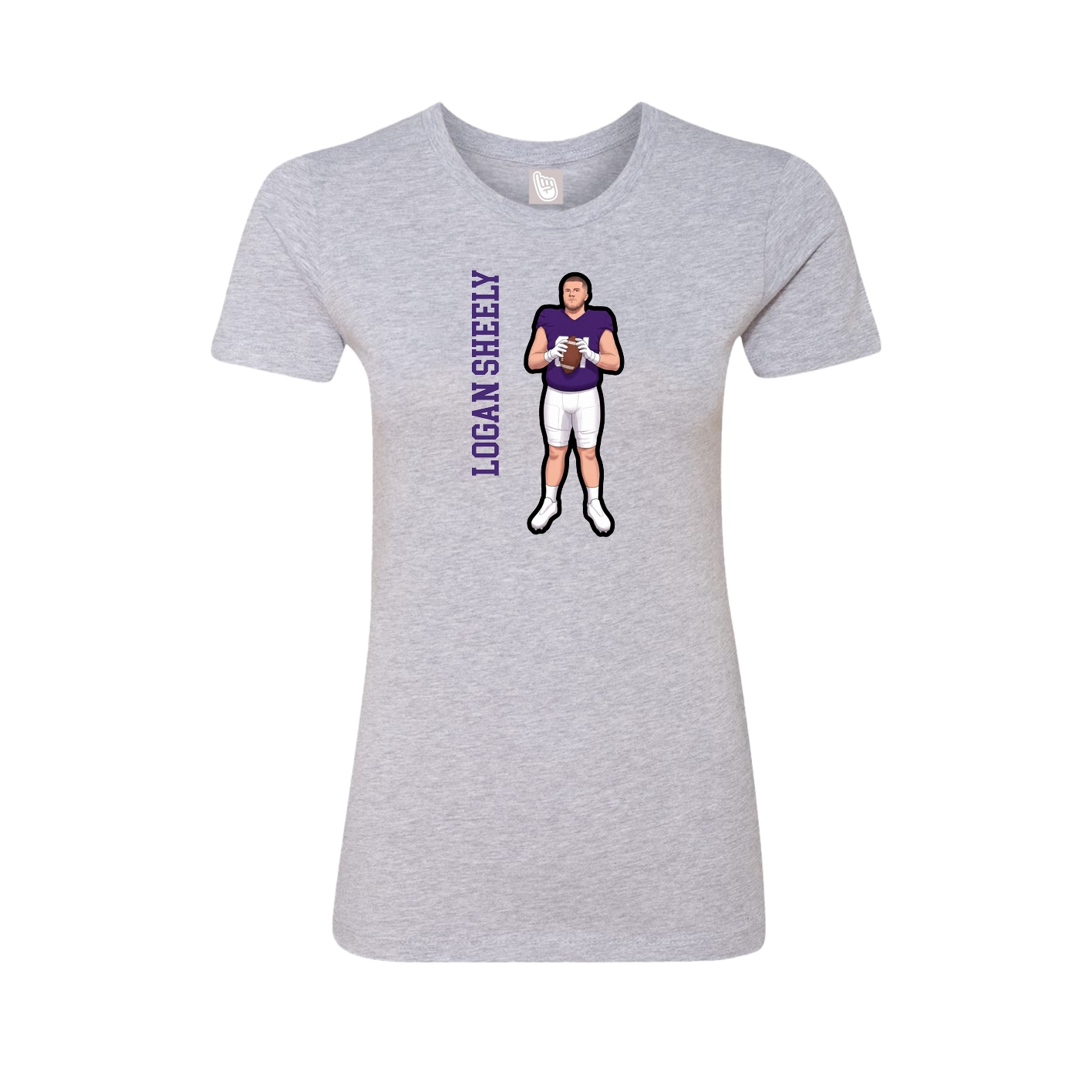 Fitted Women's Tee — Name Vertical in Grey