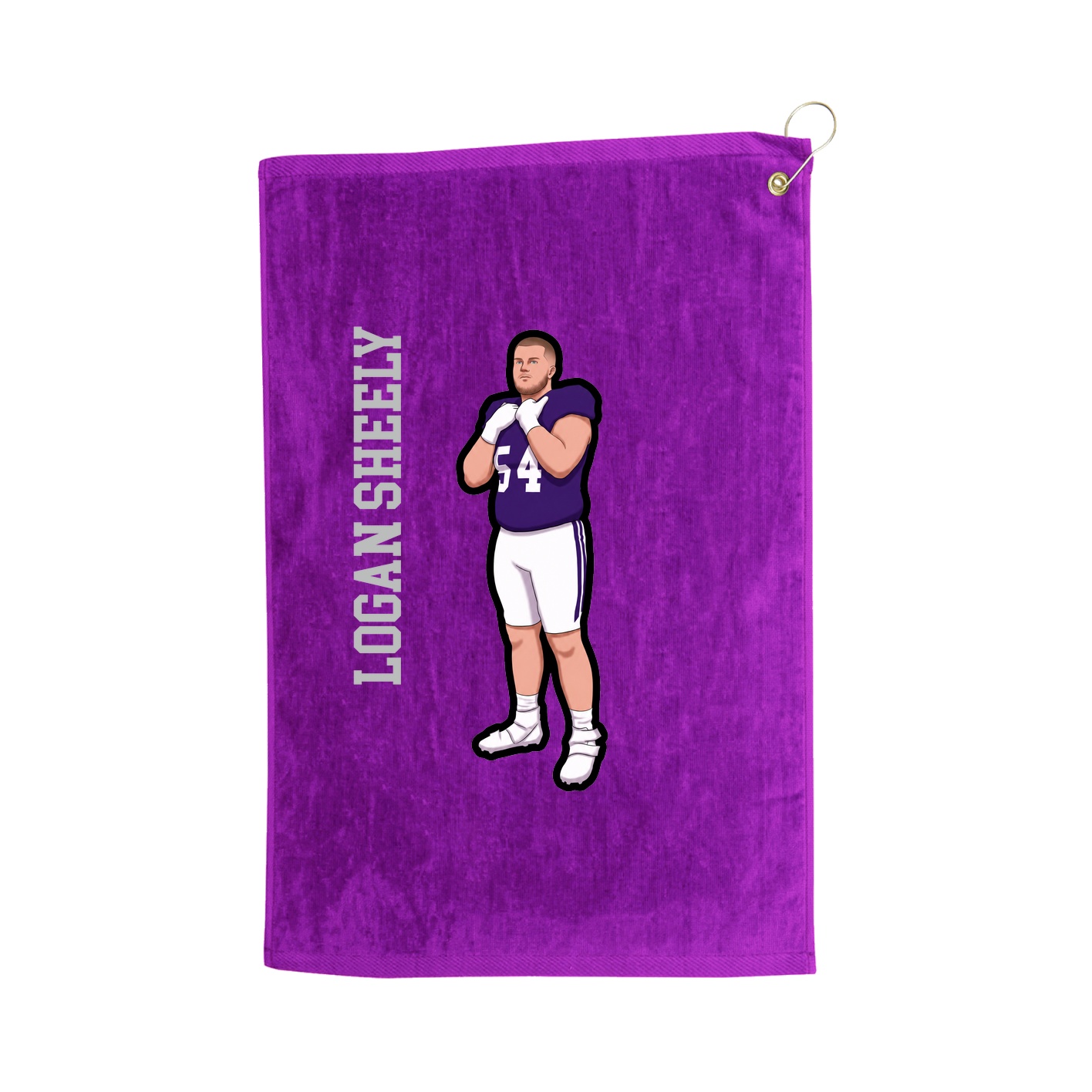 Golf Towel — Name Vertical in Purple