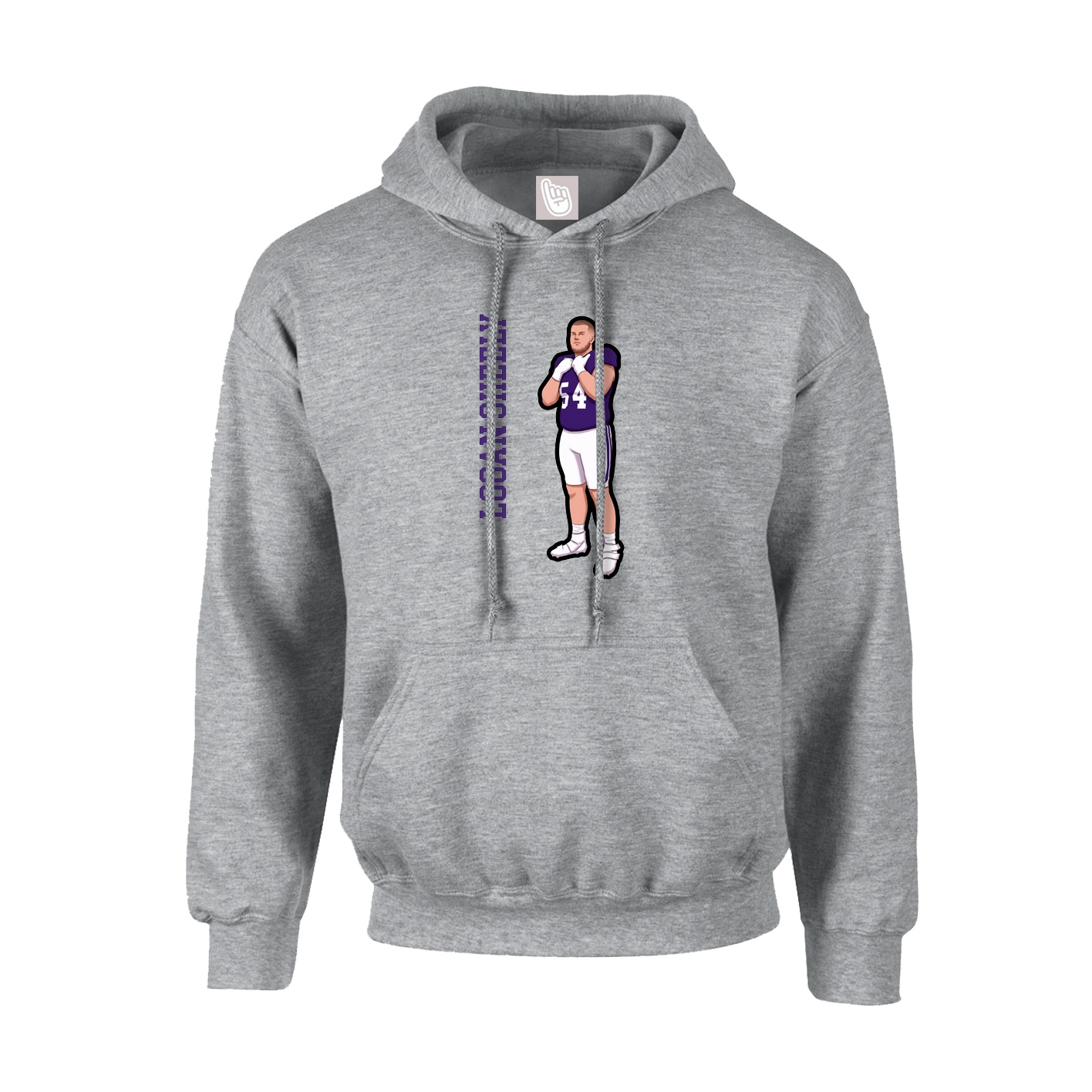 Youth Hoodie — Name Vertical in Grey