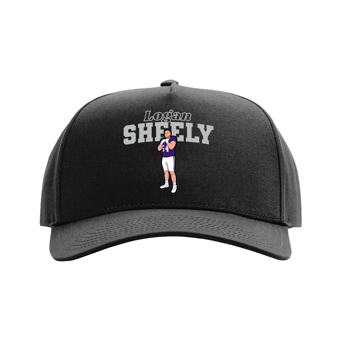 Full Fabric Five-Panel Champ Cap — Name Arch in Black