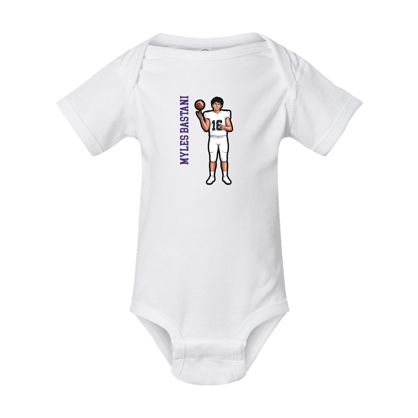 Baby Onesie — Name Vertical in White