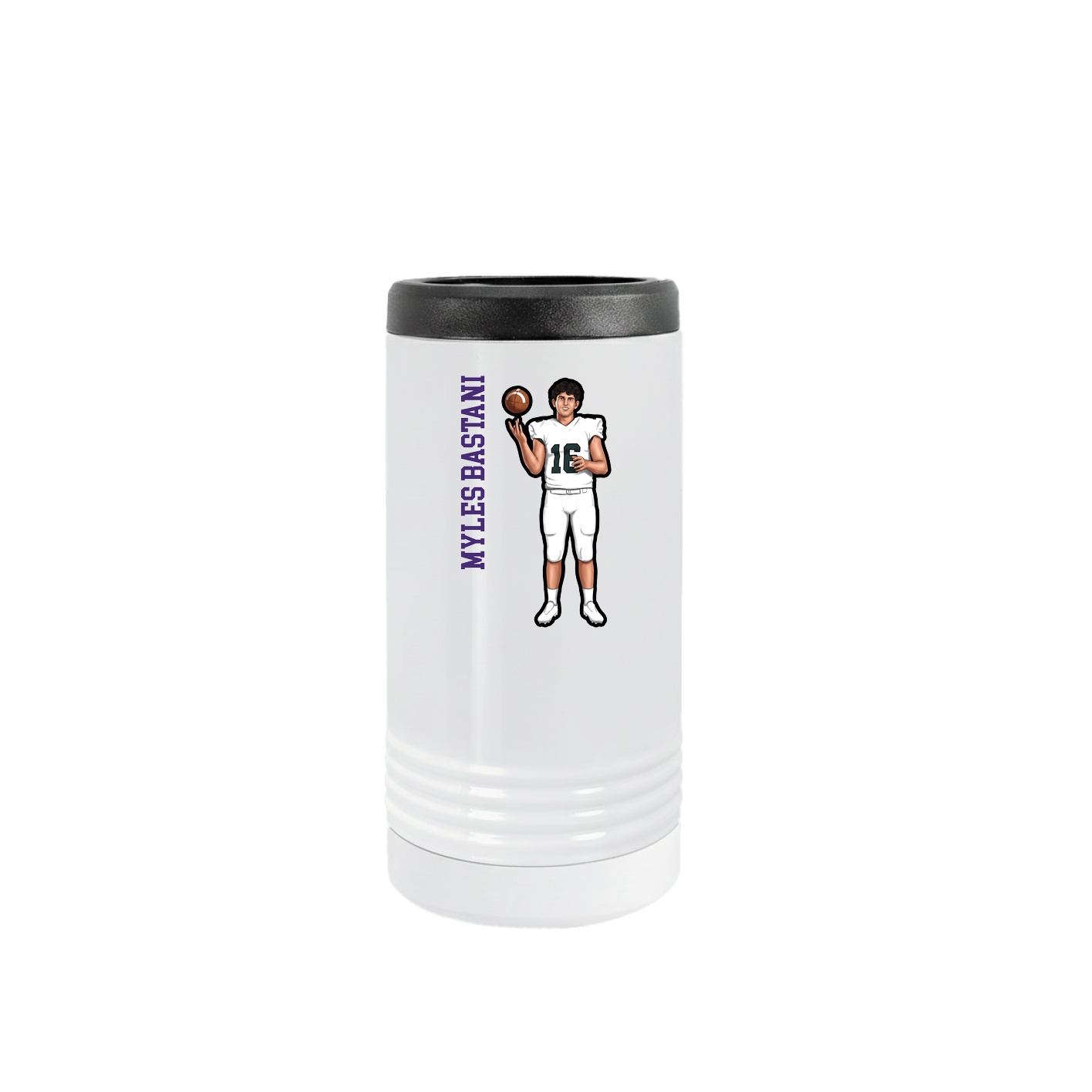 Slim Beverage Holder — Name Vertical in White