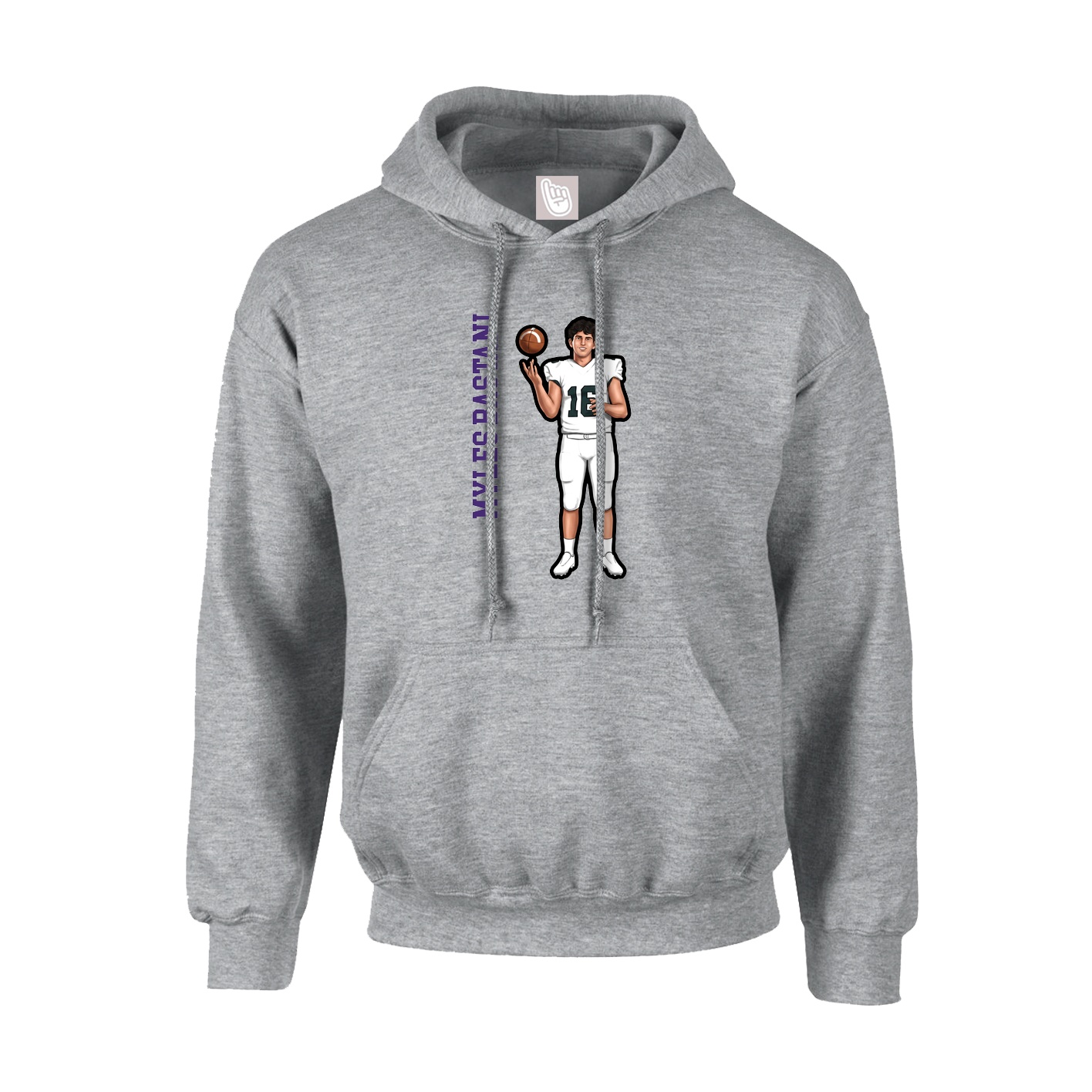 Youth Hoodie — Name Vertical in Grey