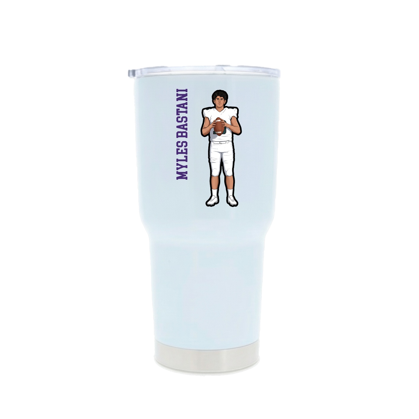 30oz Stainless Steel Tumbler — Name Vertical in White